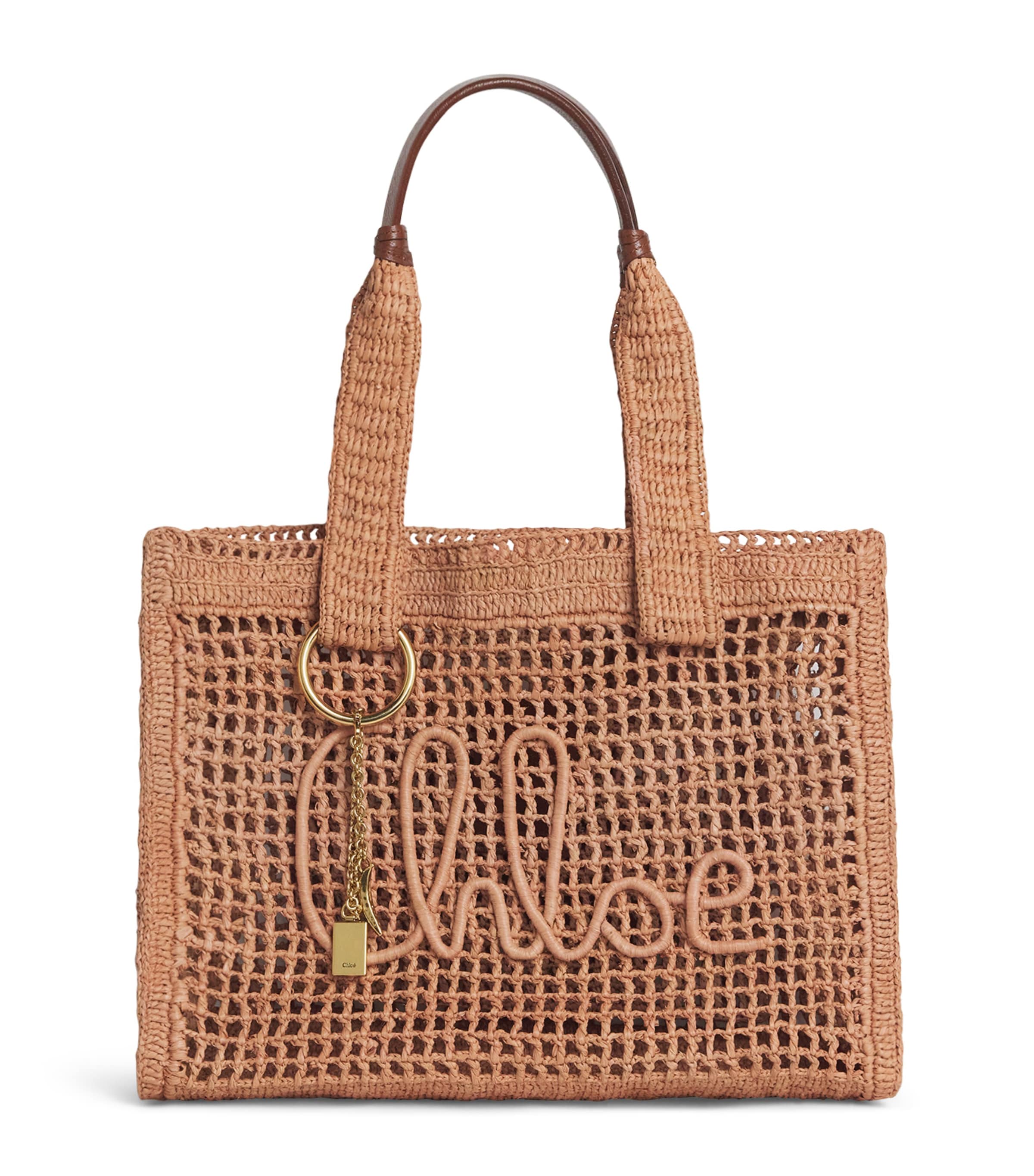 Chloé Raffia Summer Banana East-West Tote Bag Summery Beige Image 1