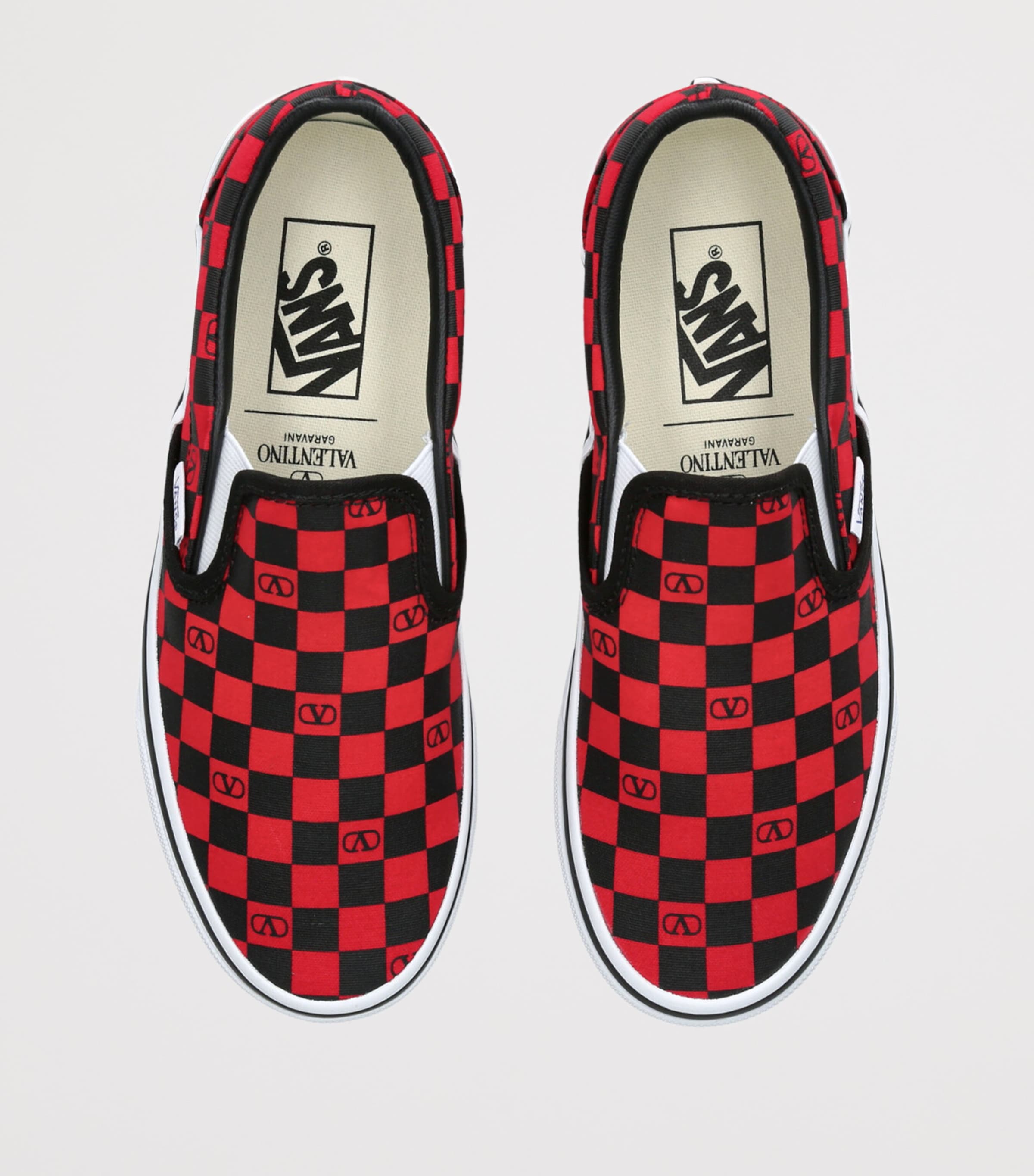 Valentino Garavani x Vans Canvas Checkerboard Slip-On Sneakers Red Comb Image 4