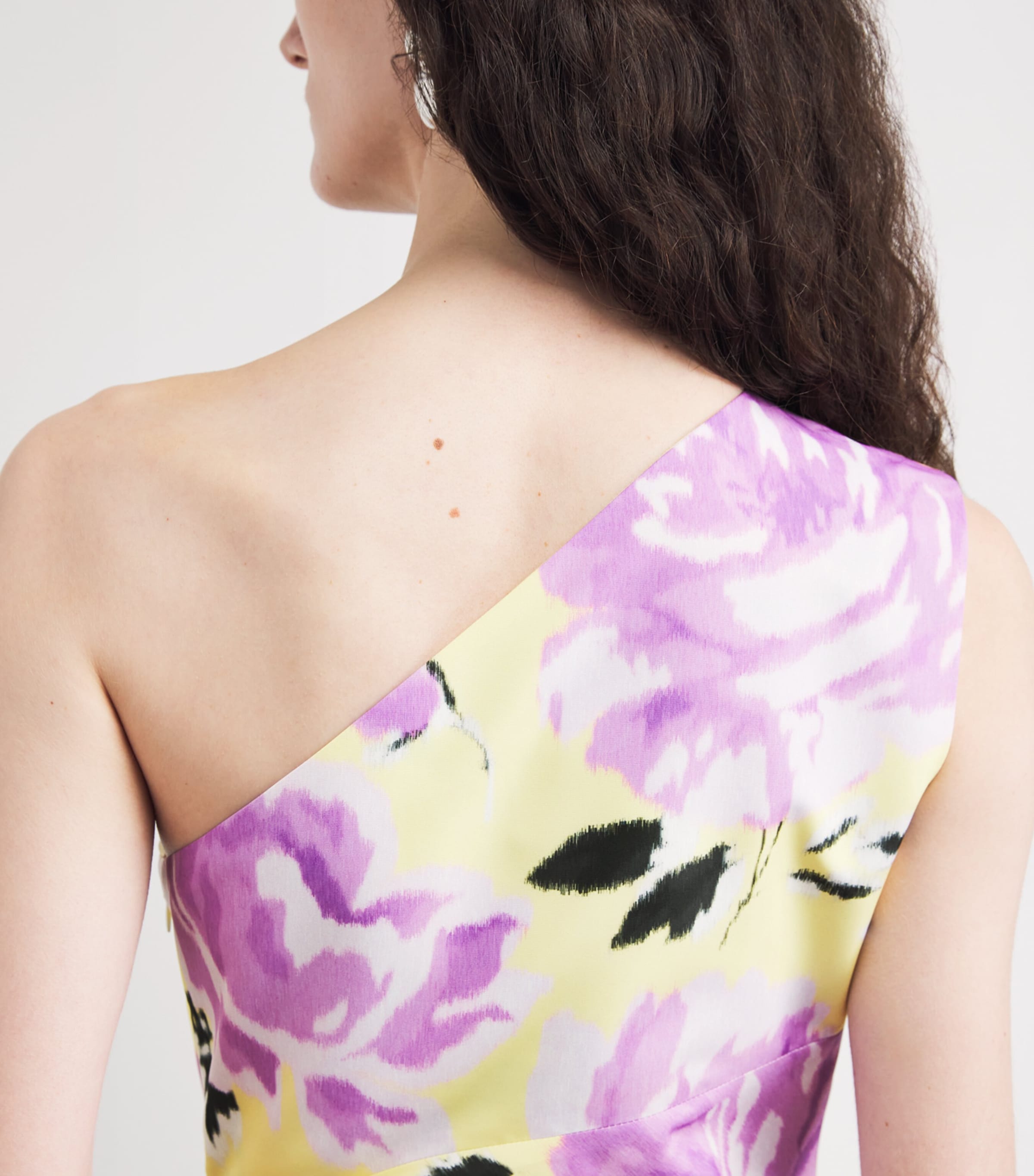 Patou Womens One-Shoulder Printed Mini Dress Peony Garden Image 3