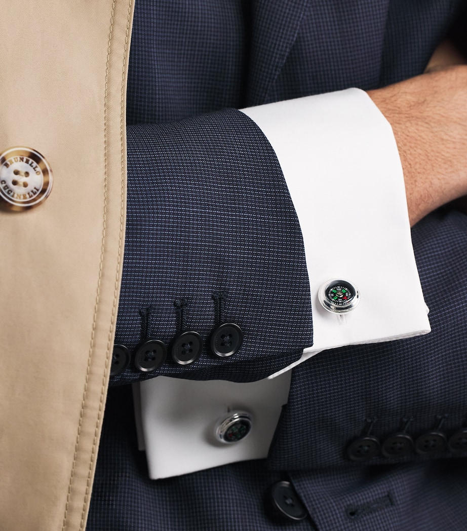 Tateossian Palladium-Plated Compass Cufflinks Black Image 2