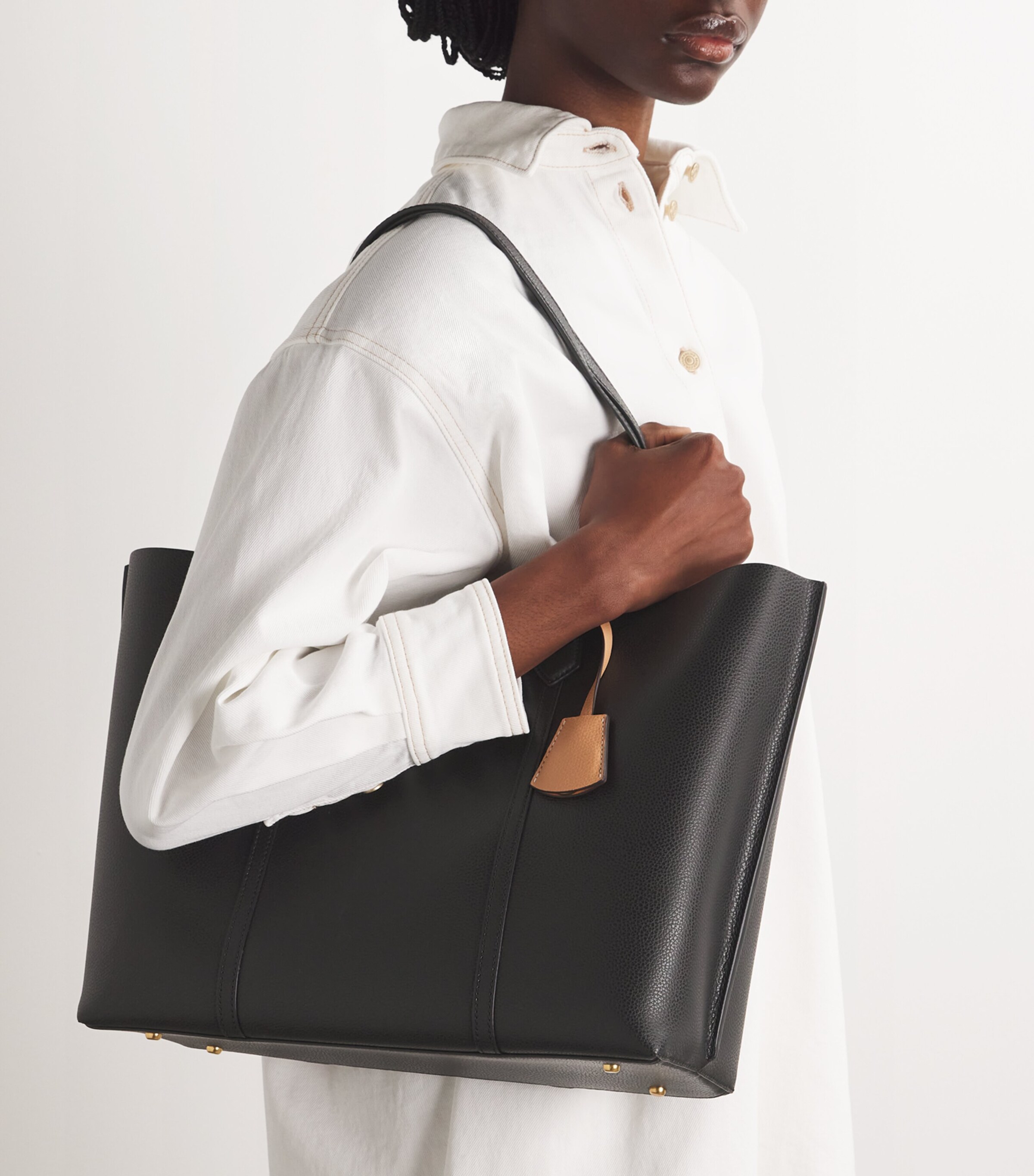 Tory Burch Leather Perry Tote Bag Black Image 5