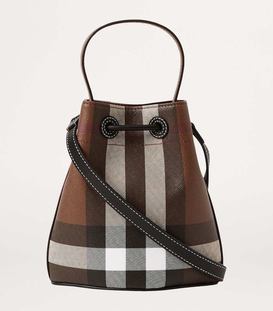 Burberry Mini Check Monogram Bucket Bag Dark Birch Brown Image 6