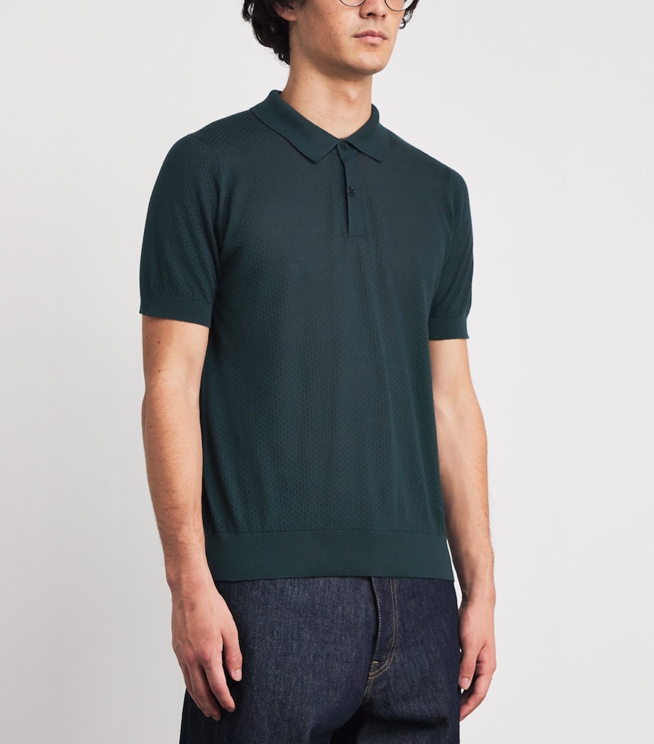 Sea Island Cotton Textured Calun Polo Shirt RAINFOREST Image 3