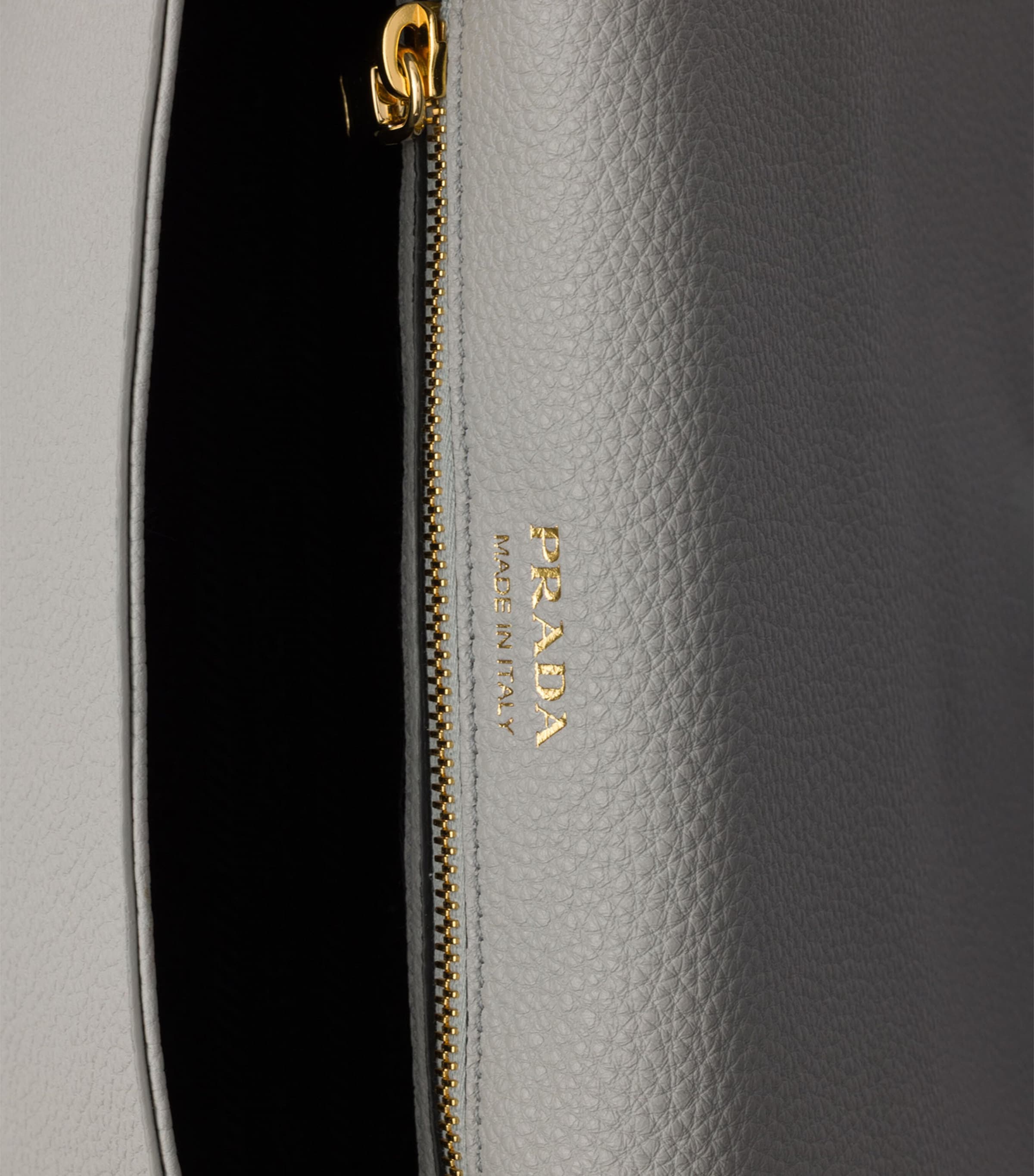 Prada Grained Leather Shoulder Bag Grey Image 7