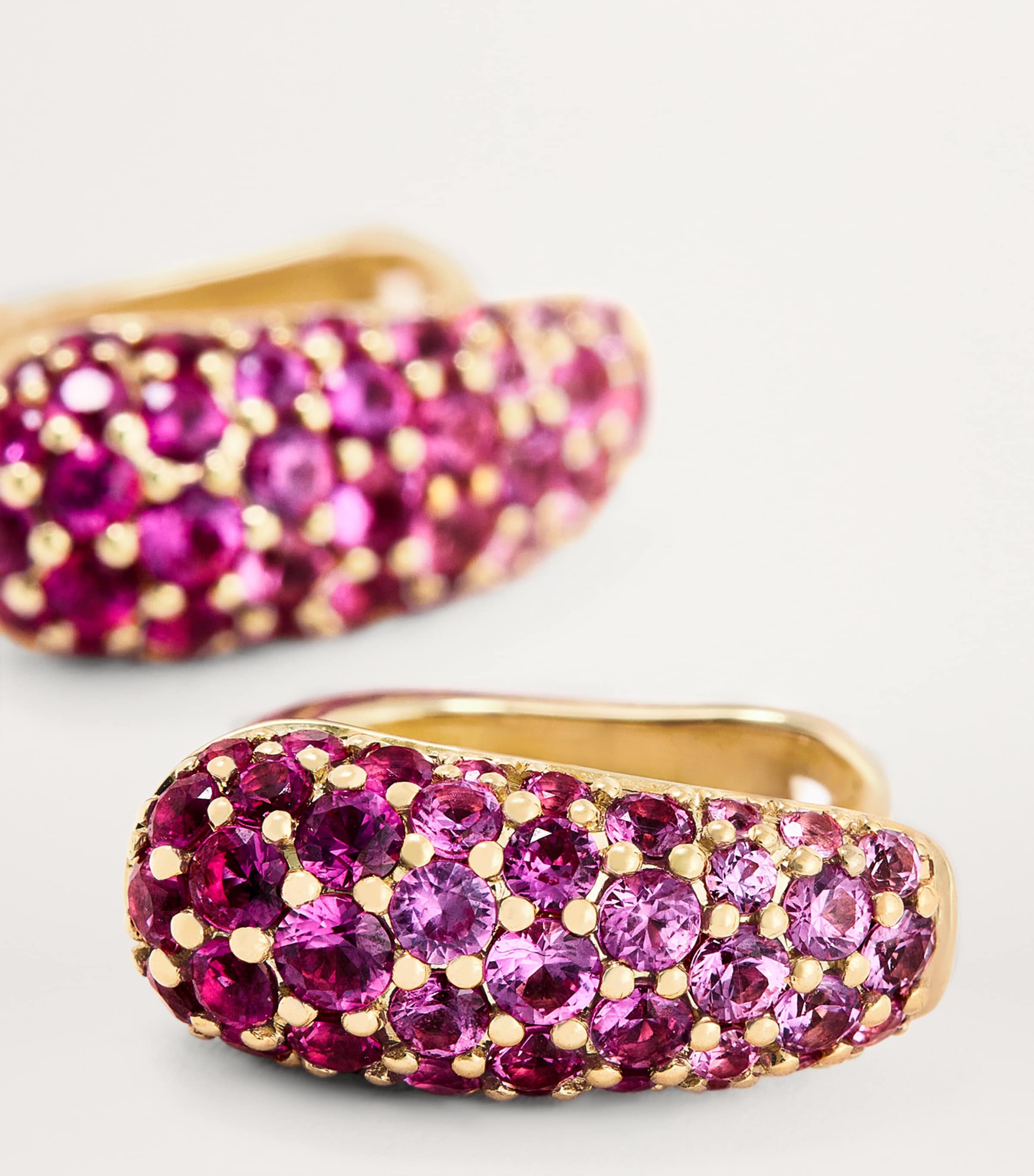 Yellow Gold and Pink Sapphire Holly Huggie Earrings YELLOW GOLD Image 6