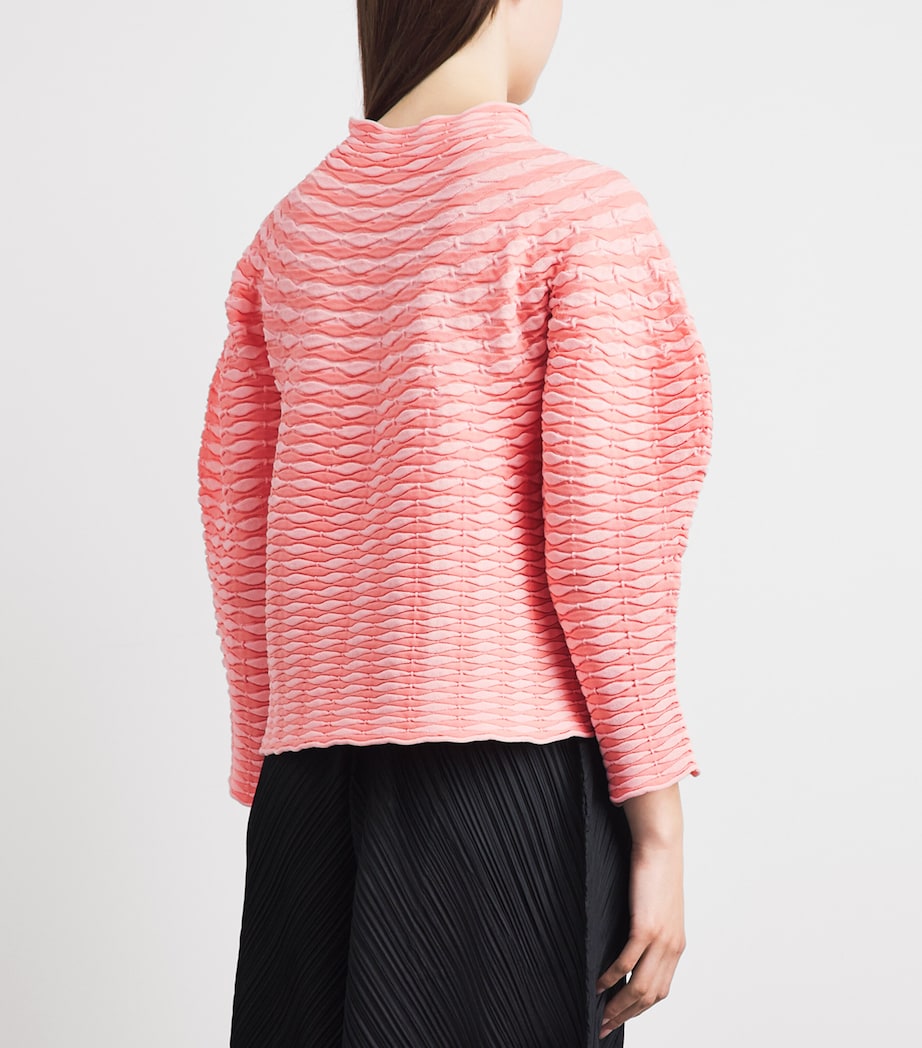 Pleats Please Issey Miyake Womens Colourful Mushroom Knit Top Light Pink Image 5