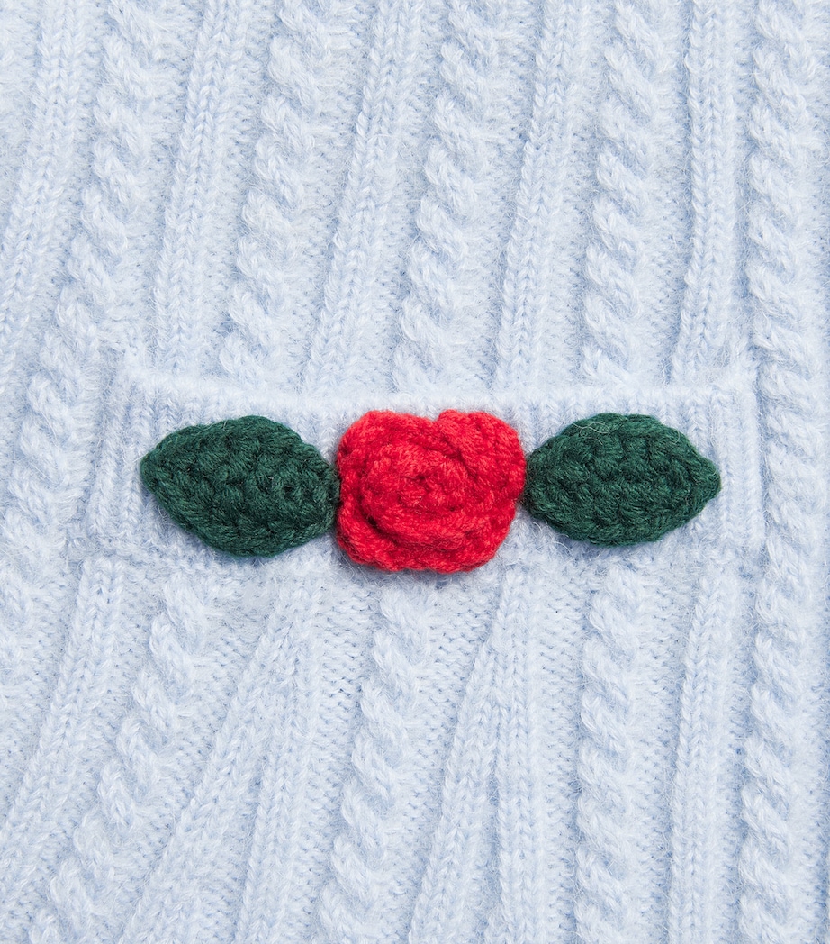 Self-Portrait Kids Cable-Knit Rose-Detail Skirt (3-12 Years) Blue Image 2