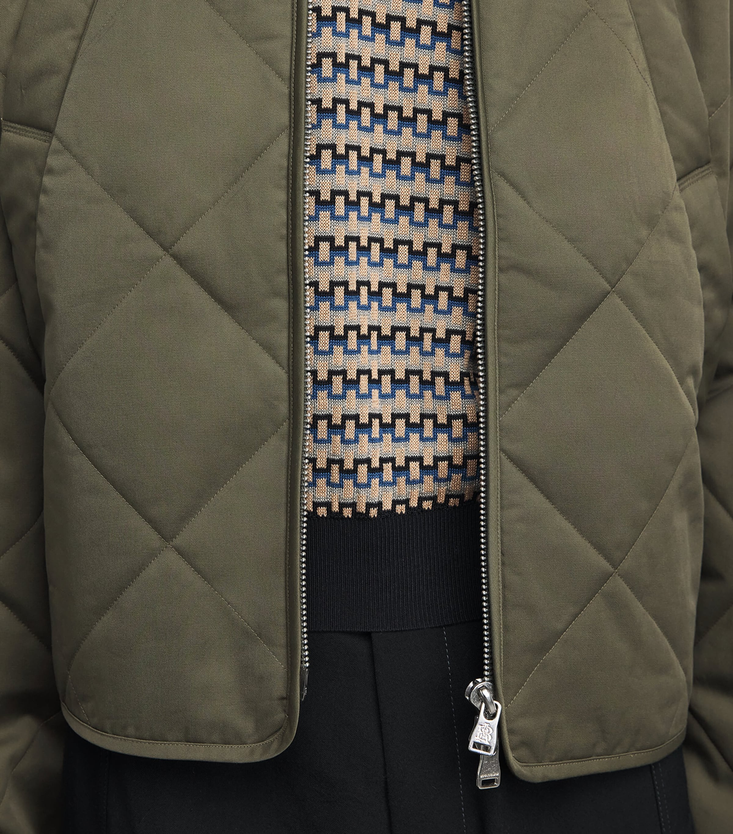 about:blank Mens Cotton Diamond Quilted Jacket Sage Image 3