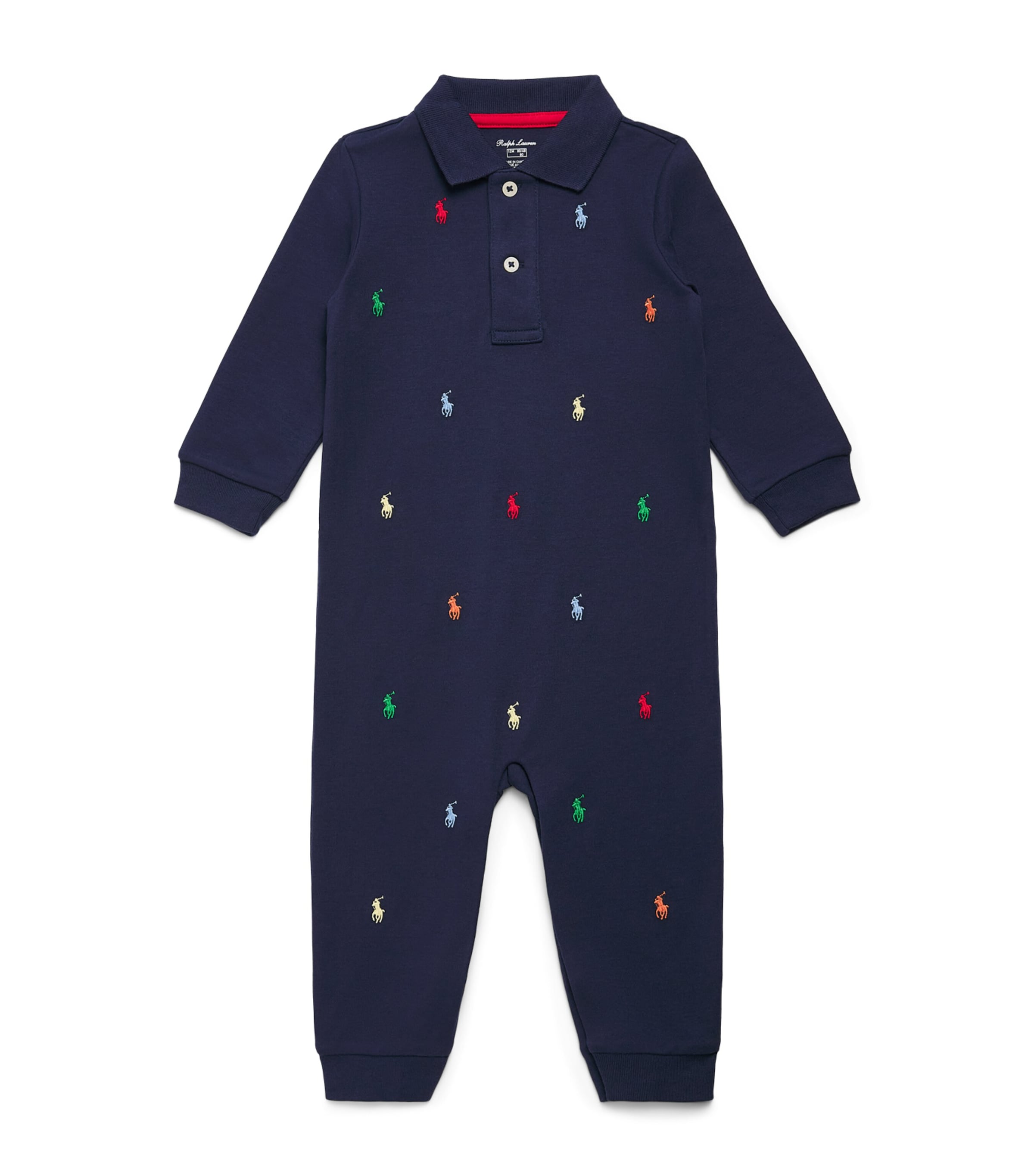 Ralph Lauren Kids Cotton Polo Pony Playsuit (0-12 Months) Refined Navy Image 1