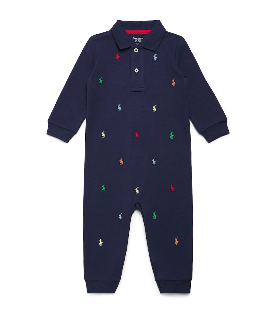 Ralph Lauren Kids Cotton Polo Pony Playsuit (0-12 Months) Refined Navy Image 1