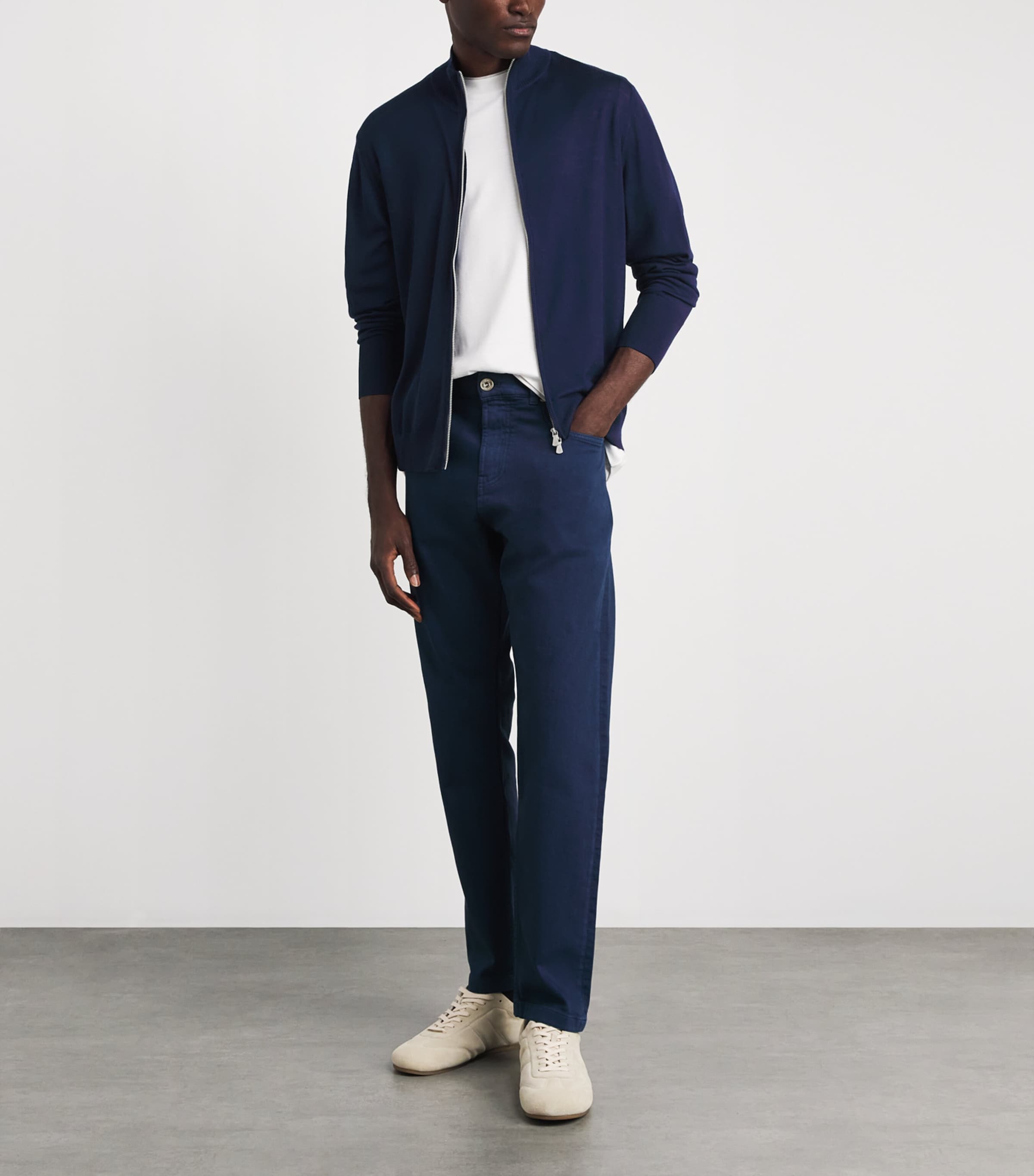 Eleventy Mens Wool Zip-Up Cardigan Royal Image 2
