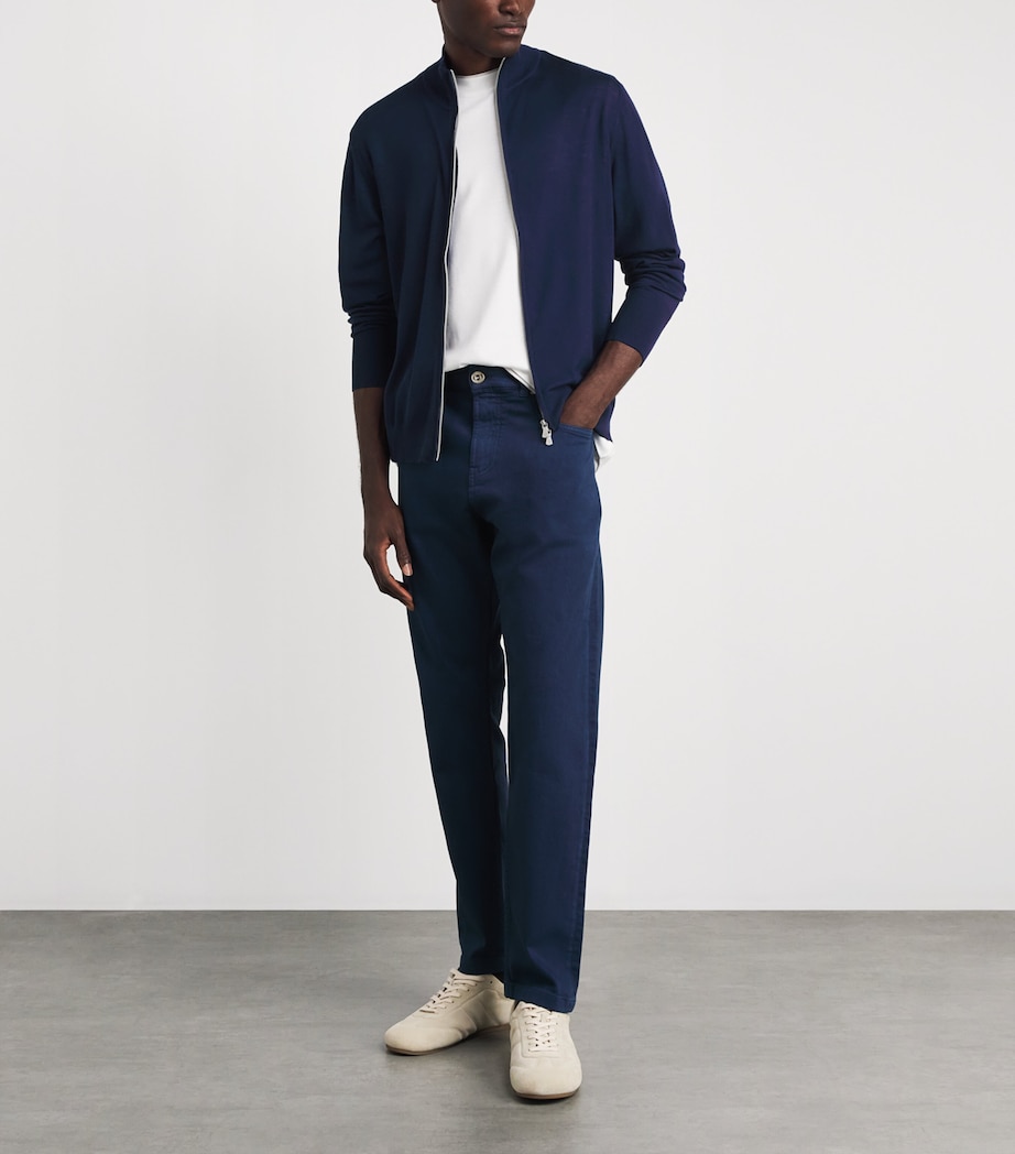 Eleventy Mens Wool Zip-Up Cardigan Royal Image 2