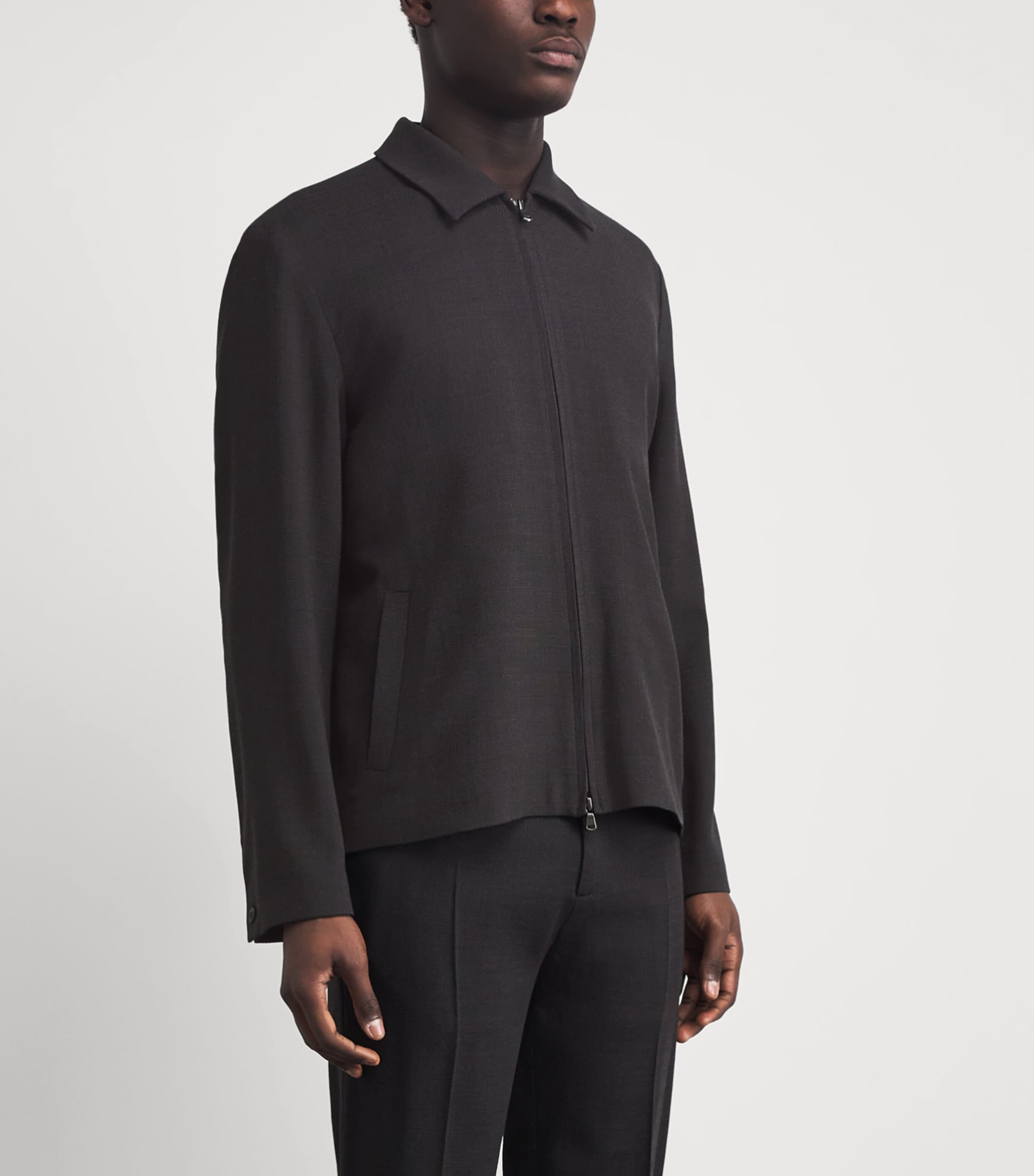 Wool-Blend Harrington Jacket BRGD TRUFFLE Image 4