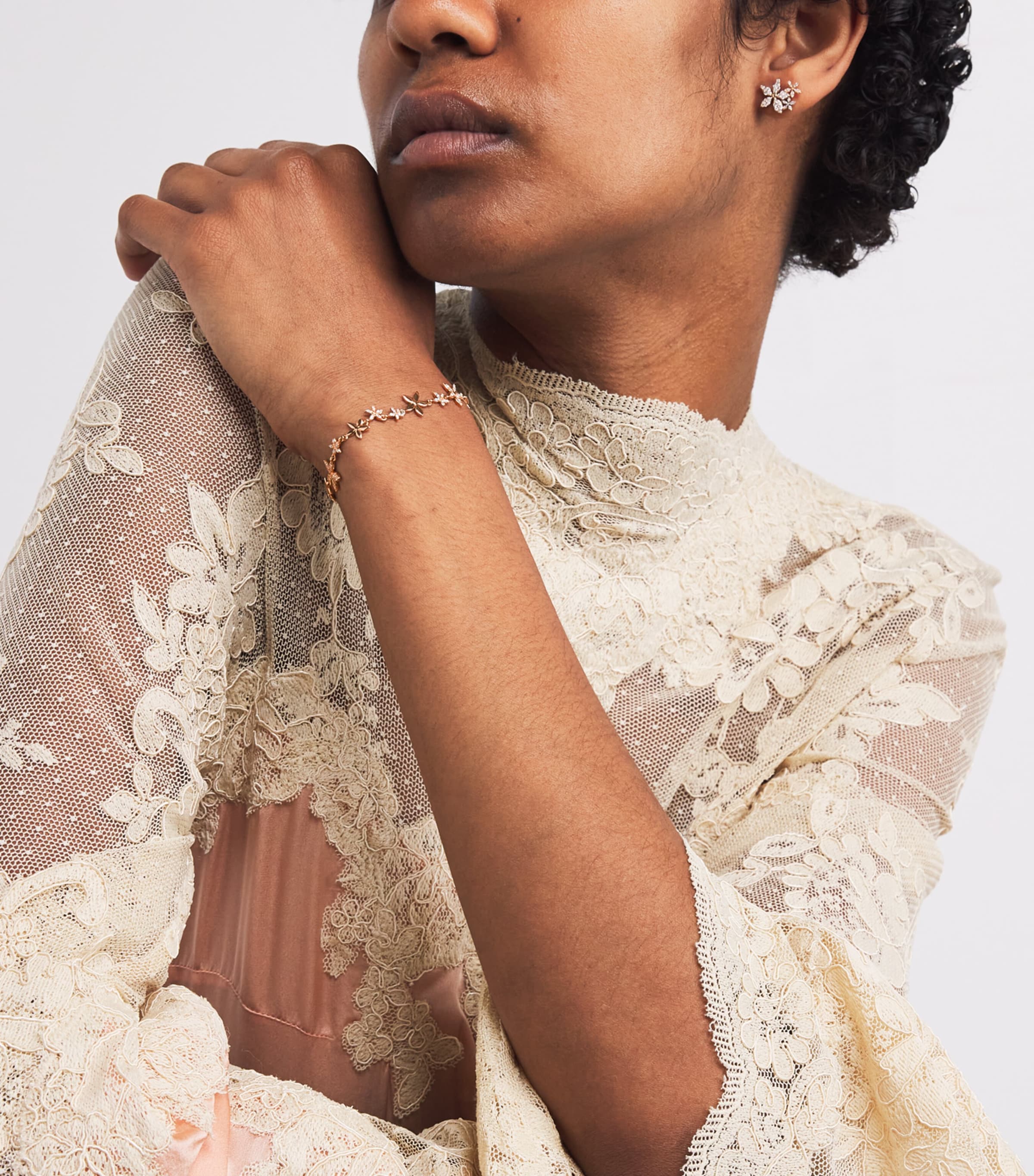 Rose Gold and Diamond Apple Seed Bracelet ROSE GOLD Image 5