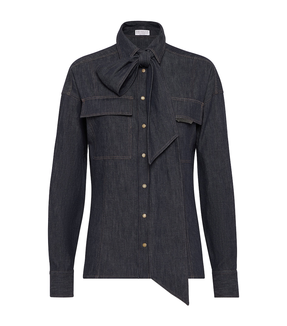Denim Pussybow Shirt C001 Image 1