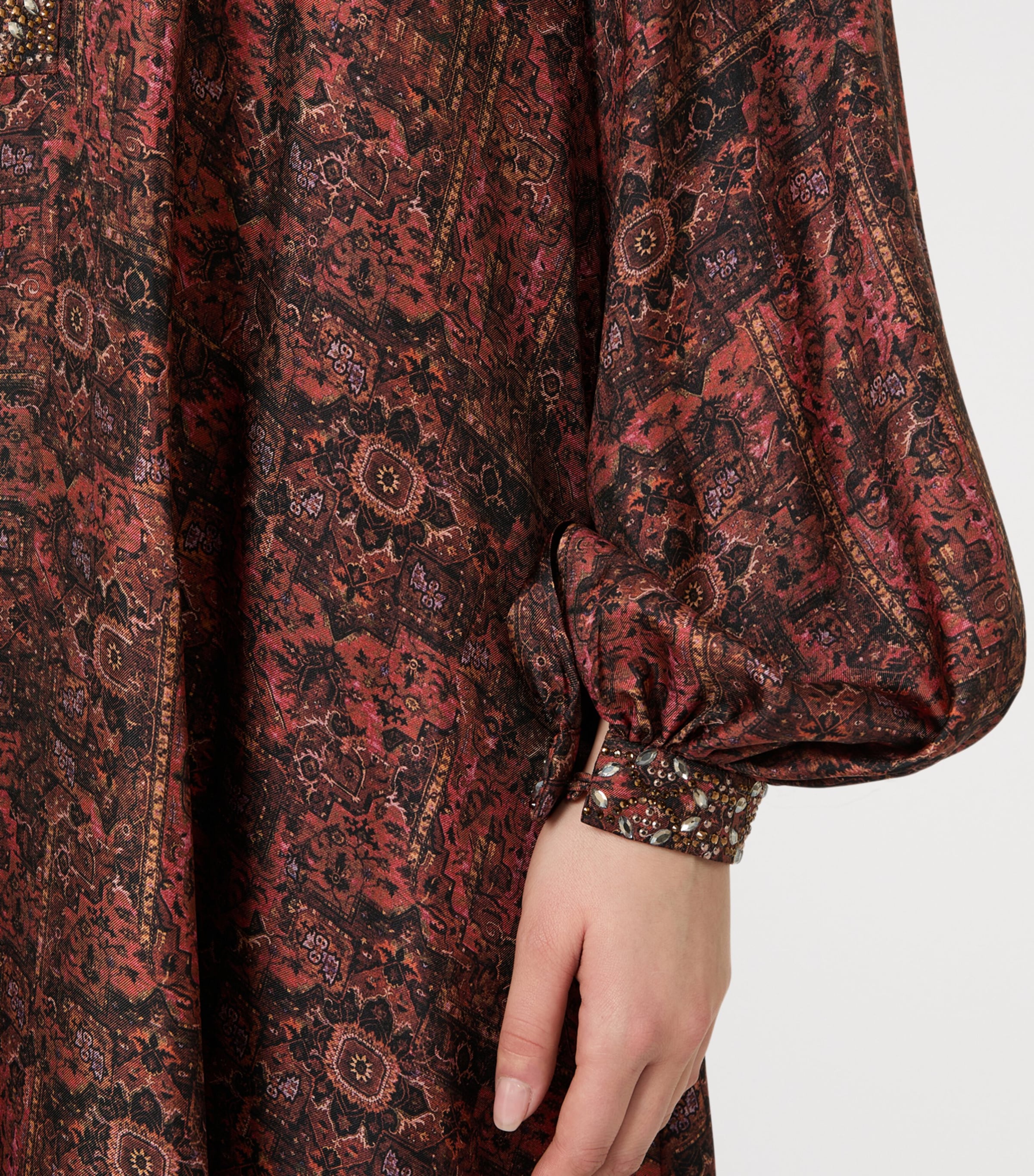 Max Mara Womens Silk Printed Maxi Dress Bordeaux Image 6
