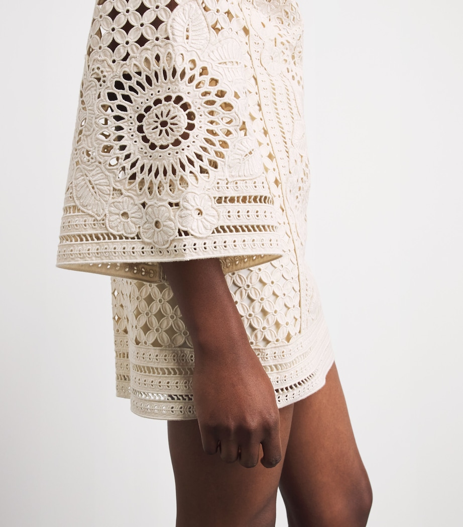 Zimmermann Womens Cotton Embroidered Indra Mini Dress Tea Tea Image 3