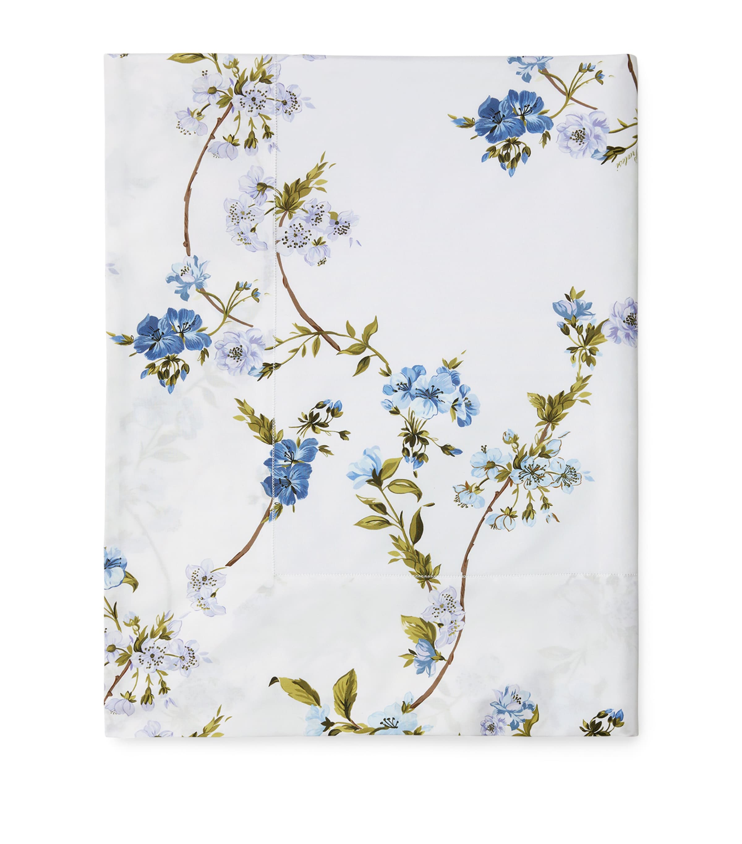 Pratesi Fresia Super King Flat Sheet (300cm x 270cm) Medium Blue Image 1
