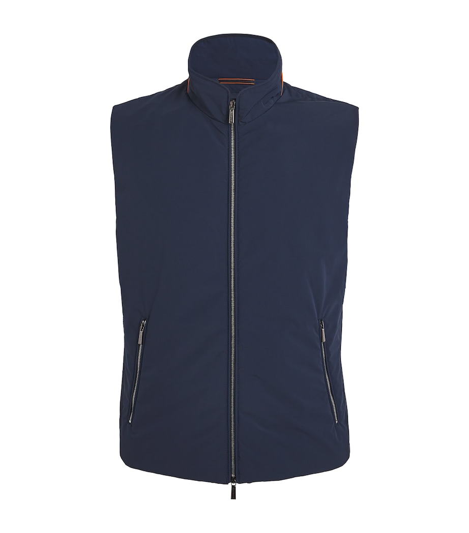 Moorer Mens Two-Way Zip Gilet Blu Image 1