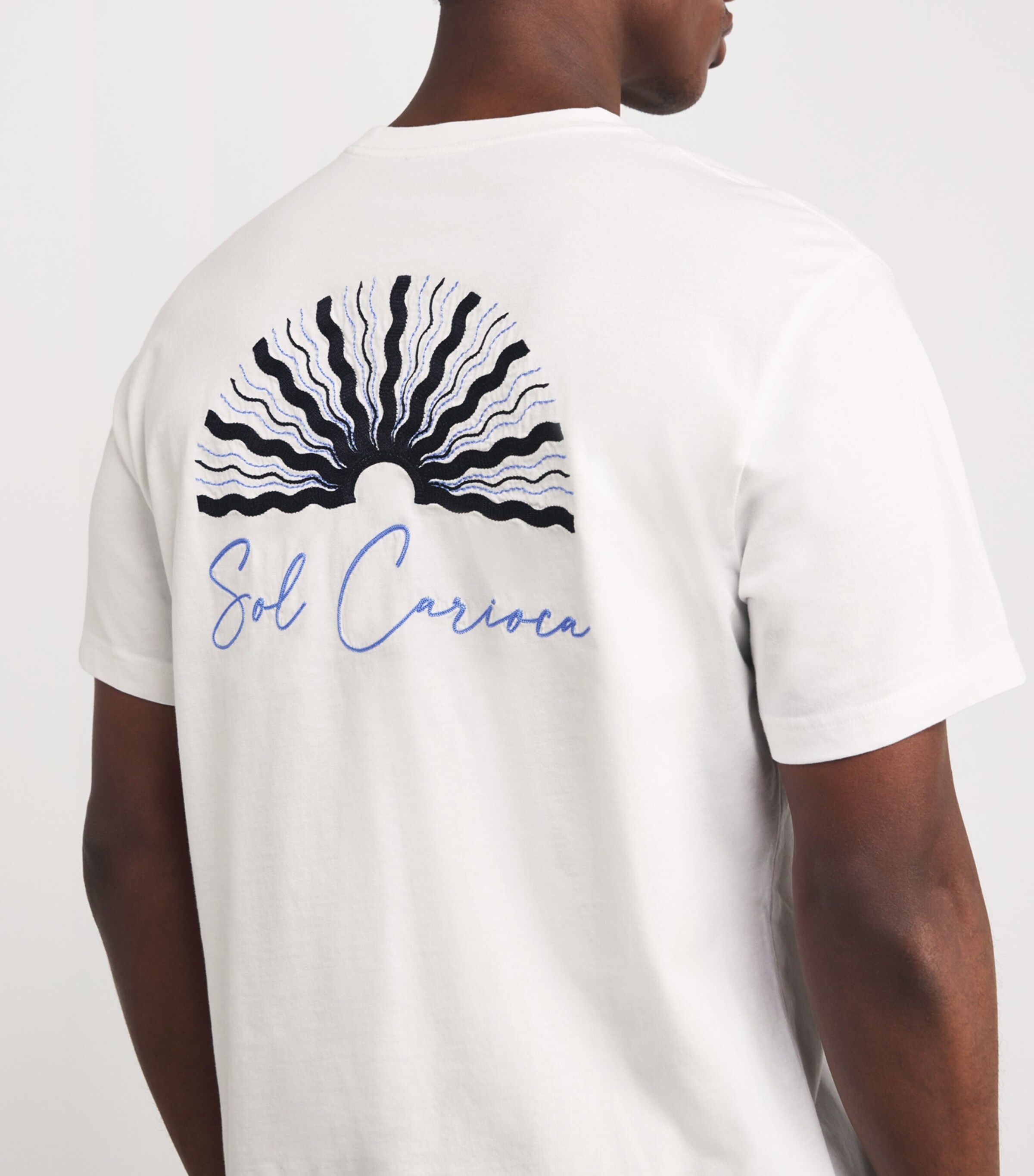 Frescobol Carioca Mens Organic Cotton Embroidered Dinis T-Shirt White Image 6