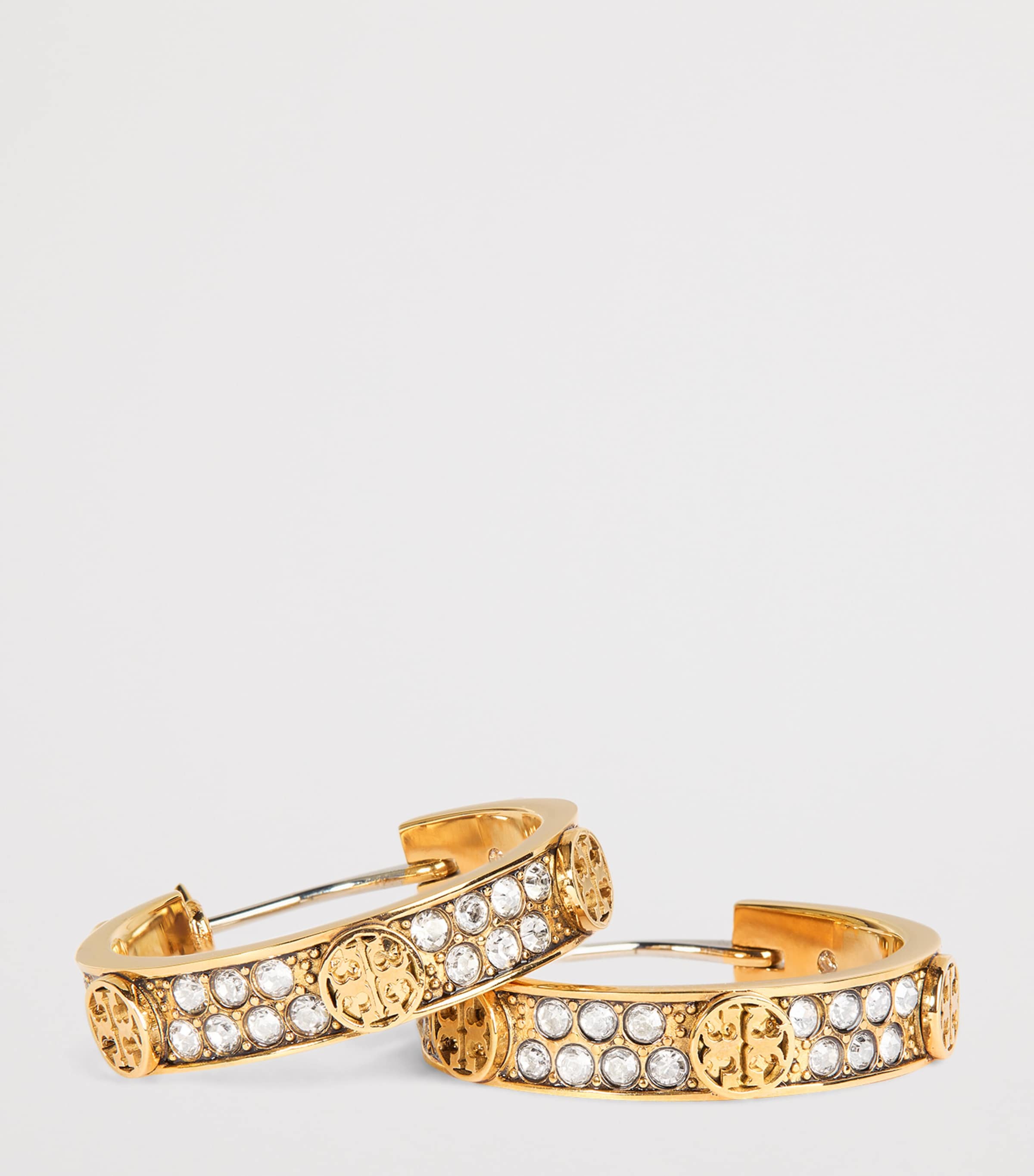 Small Icon Pavé Hoop Earrings TORY GOLD / CRYSTAL Image 5