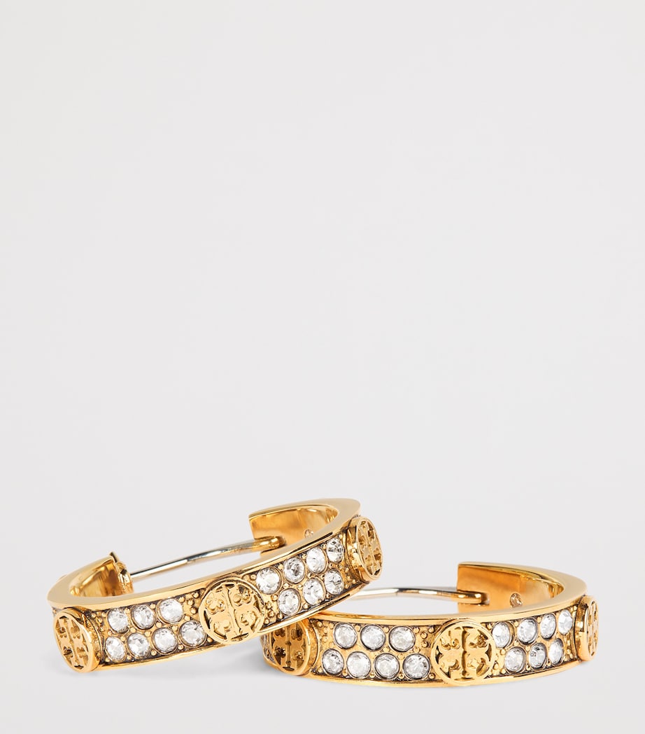 Small Icon Pavé Hoop Earrings TORY GOLD / CRYSTAL Image 5