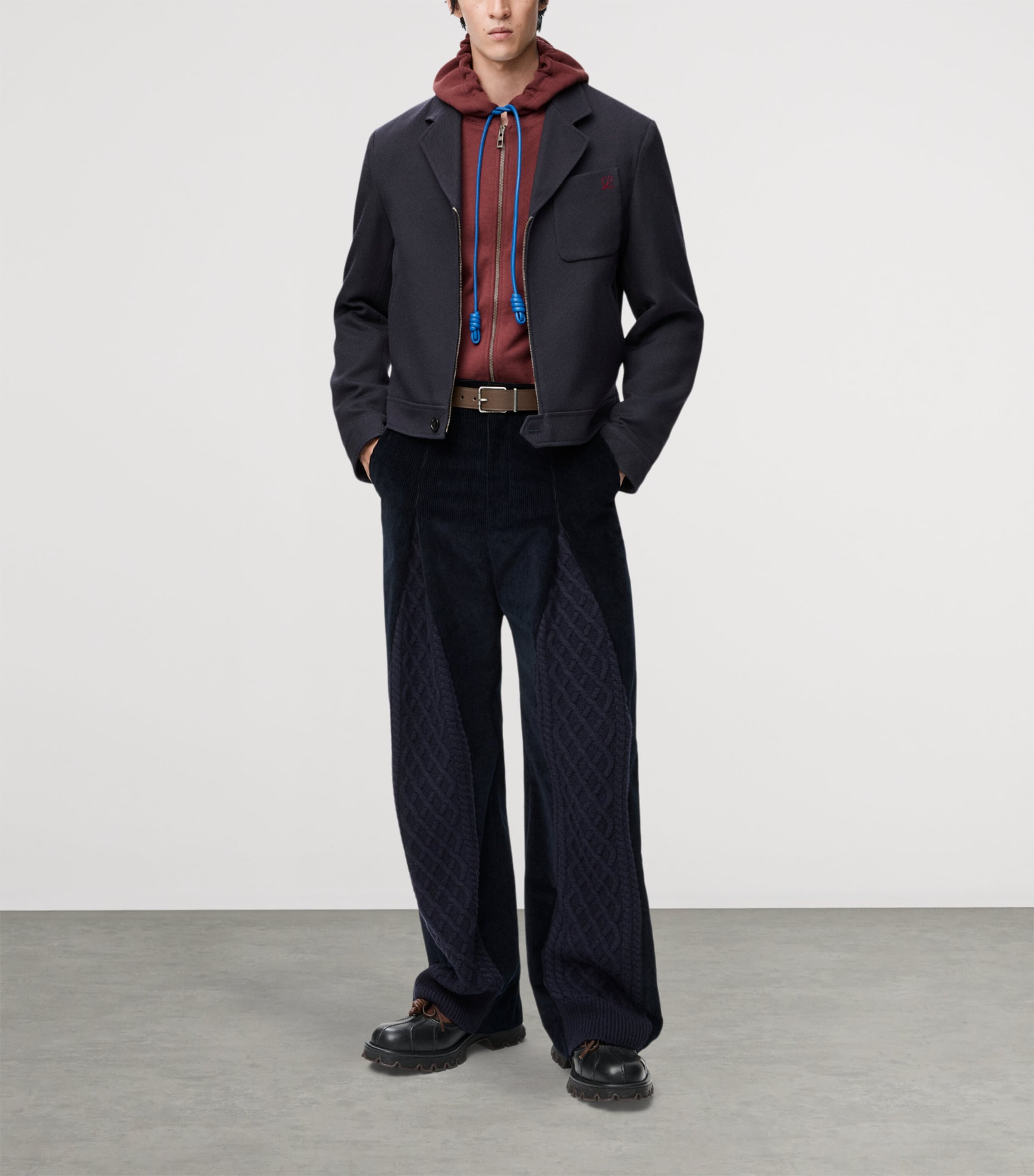 Cotton-Blend Anagram Hoodie BURGUNDY Image 2