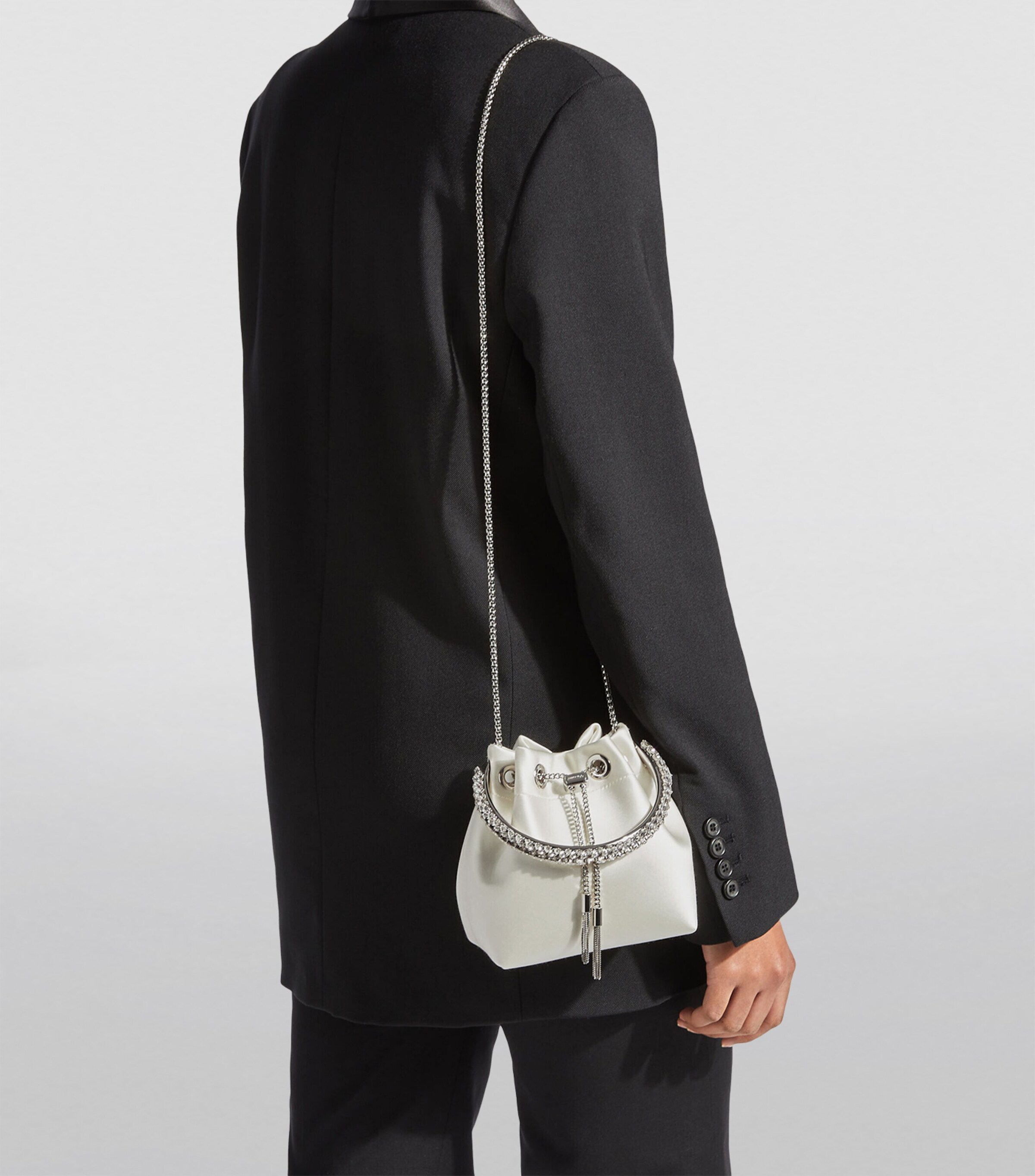 Satin Bon Bon Top-Handle Bag IVORY/CRYSTAL Image 5