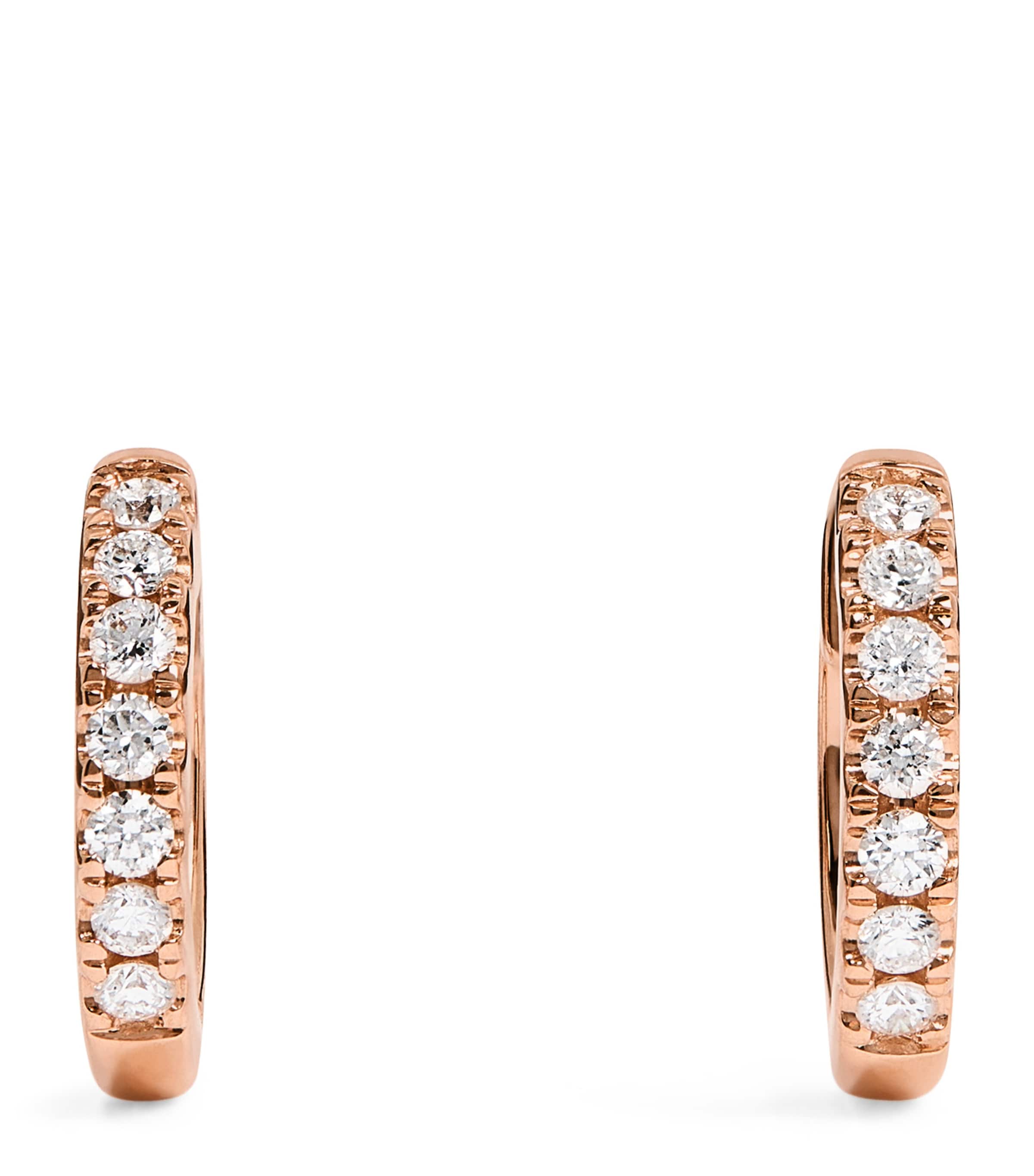 Harrods Rose Gold And Diamond Huggie Earrings In Gold