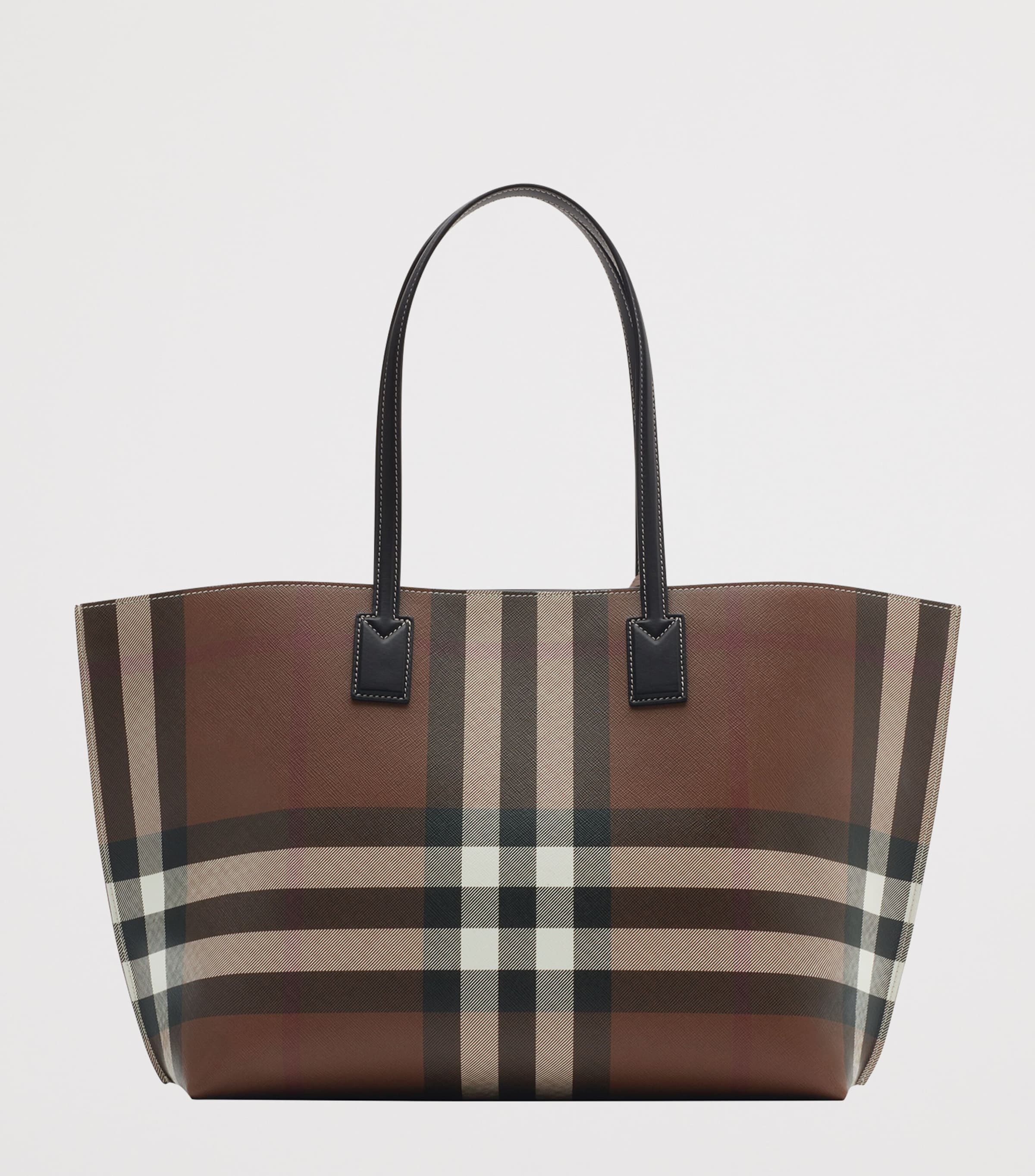 Medium Check Tote Bag DARK BIRCH BROWN Image 5