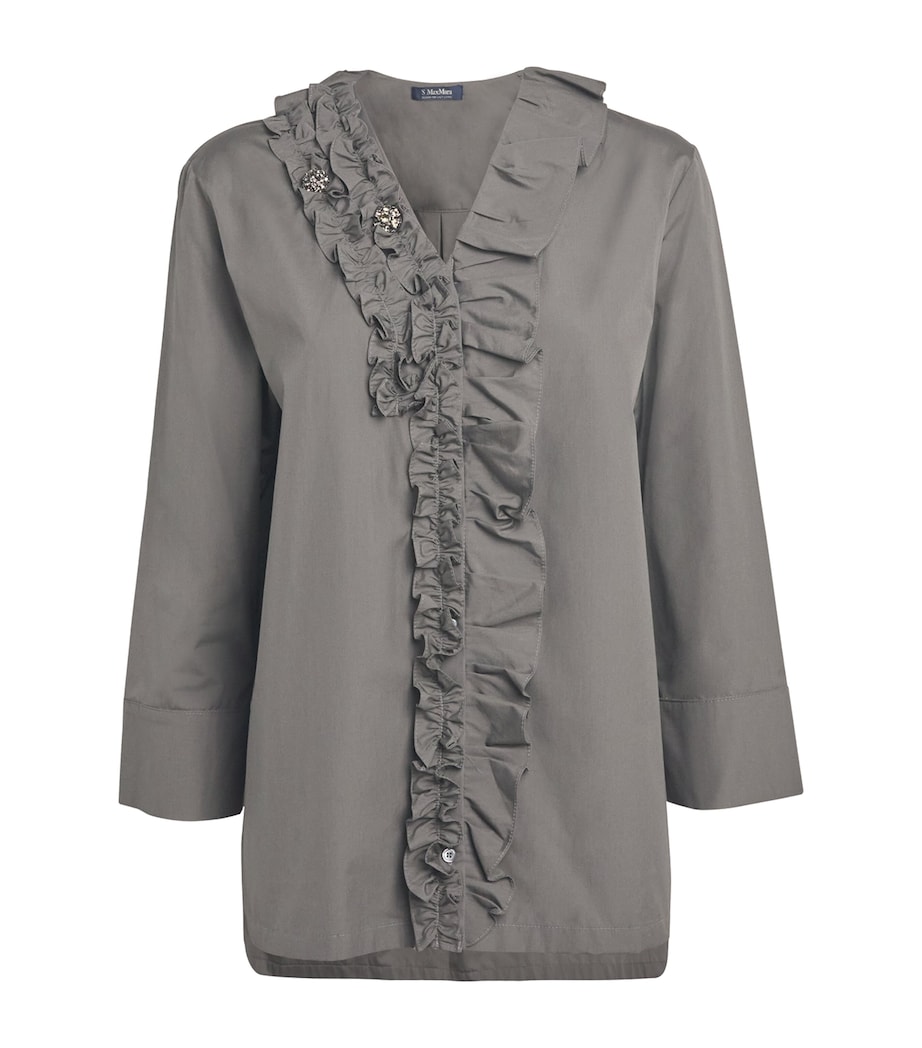 Cotton Poplin Ruffle-Trim Shirt MEDIUM GREY Image 1