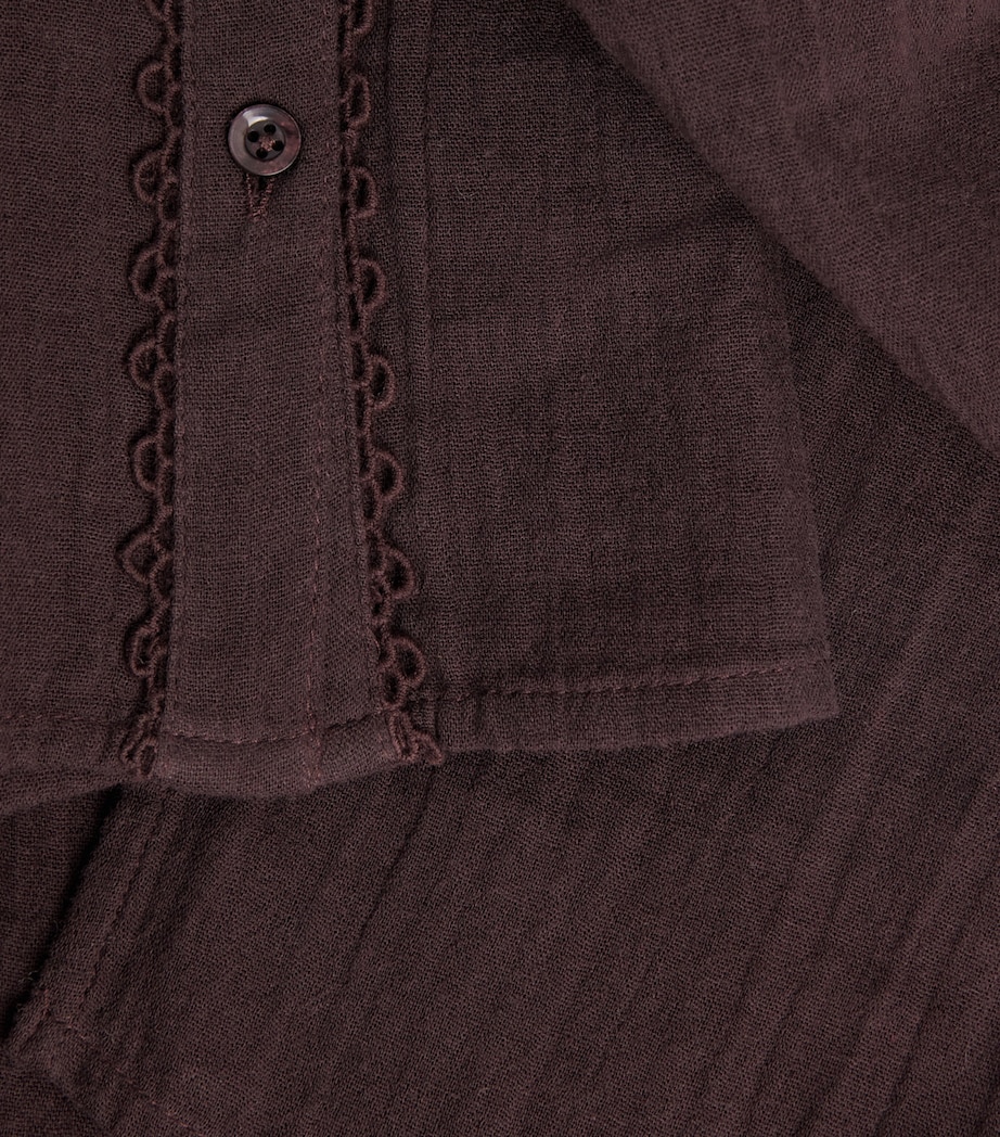 ME+EM Womens Cotton Cheesecloth Blouse Ganache Brown Image 6