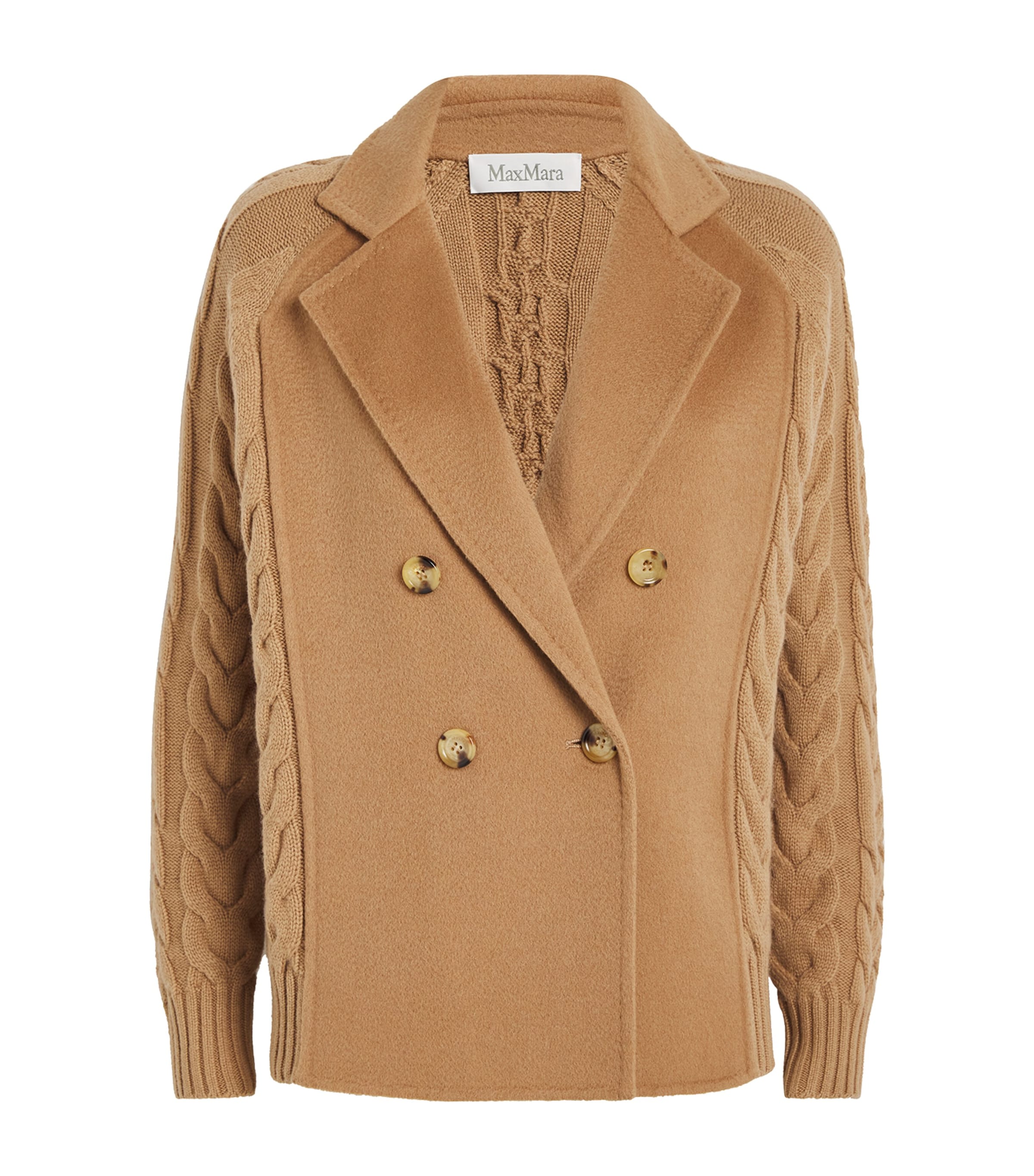 Shop Max Mara Wool-cashmere Blazer Cardigan In Beige