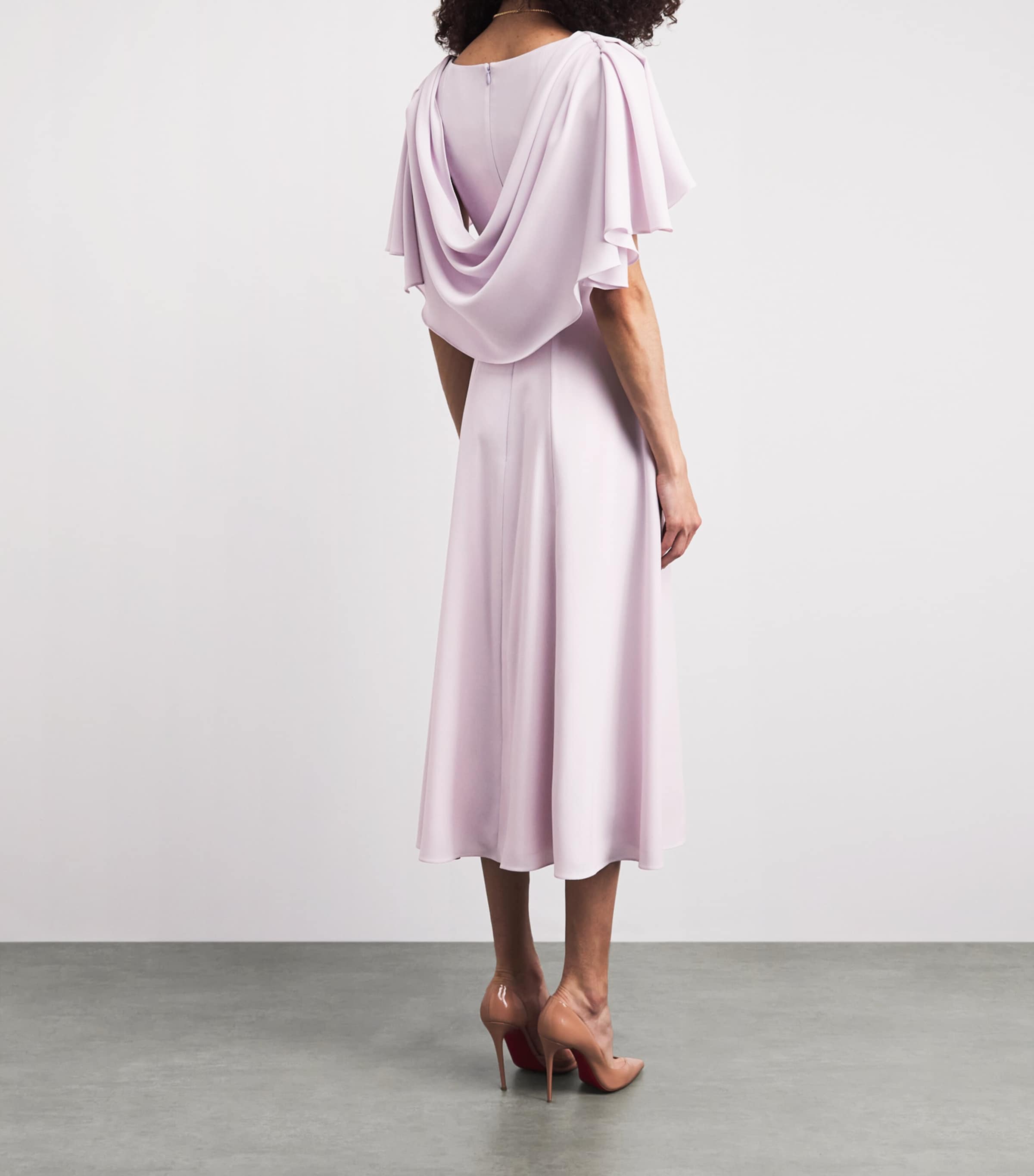 SABINA BILENKO Womens Crepe Embellished Birdie Midi Dress Lilac Image 4