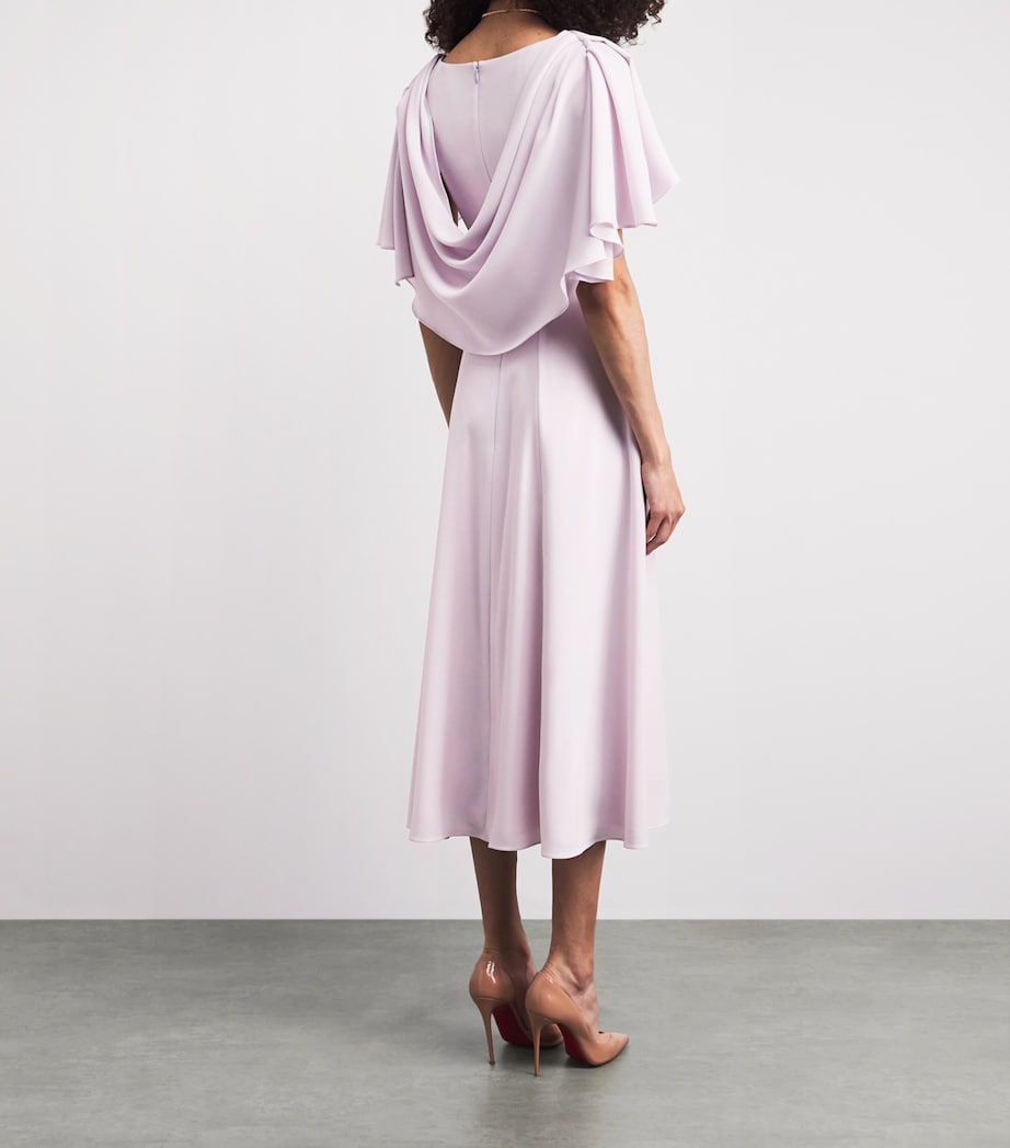 SABINA BILENKO Womens Crepe Embellished Birdie Midi Dress Lilac Image 4