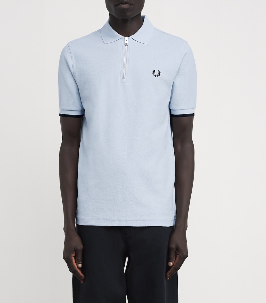 Cotton Crepe Piqué Polo Shirt 146LT SMOKE Image 3