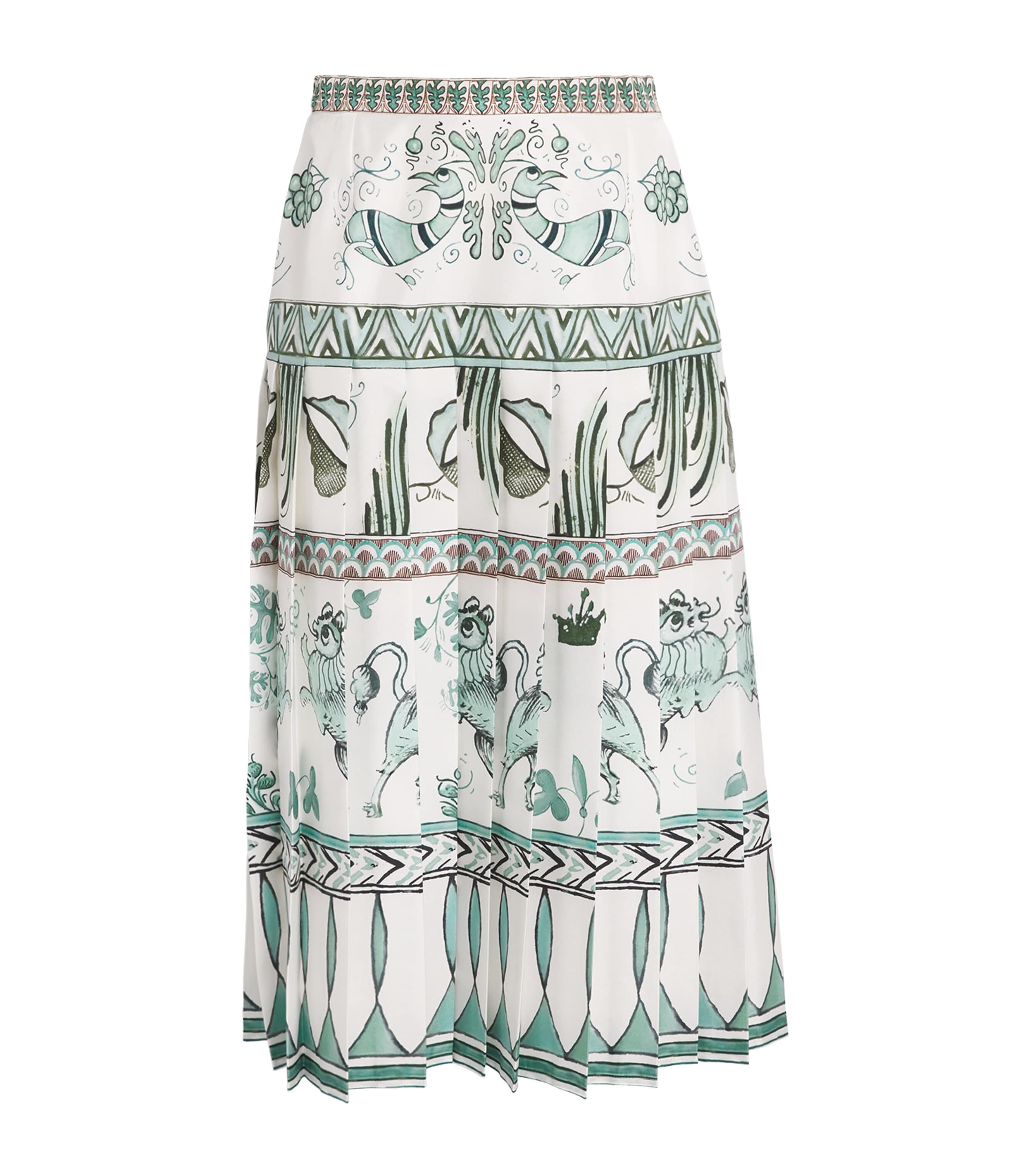 Silk Pleated Midi Skirt VR1 BNCO/OTNIO/VRDE Image 1