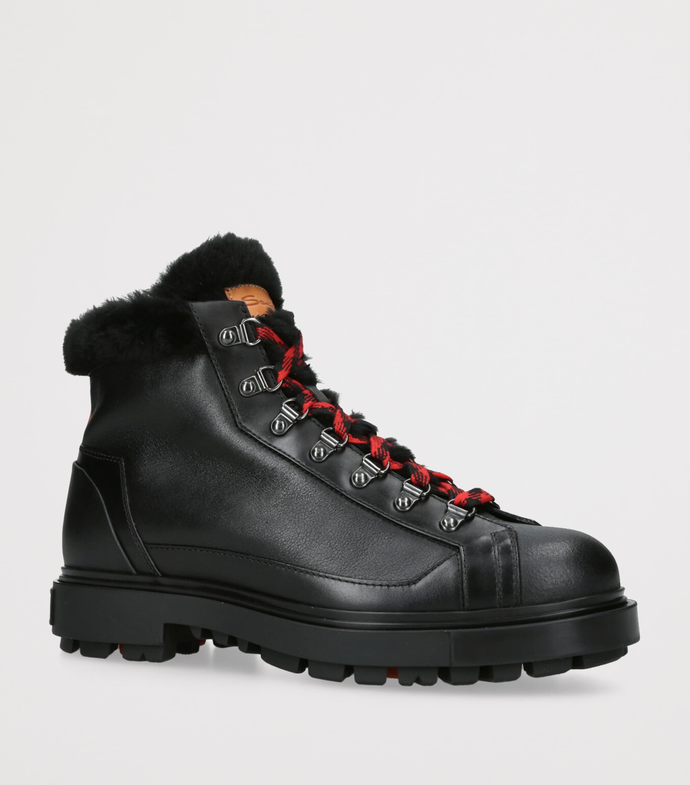Leather St. Moritz Hiking Boots BLACK Image 3