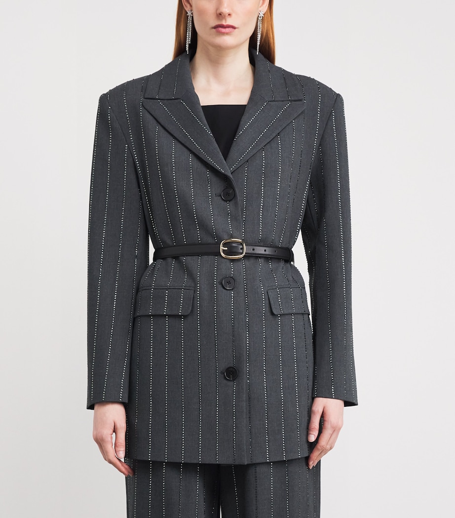 Embellished Pinstripe Blazer GREY Image 3