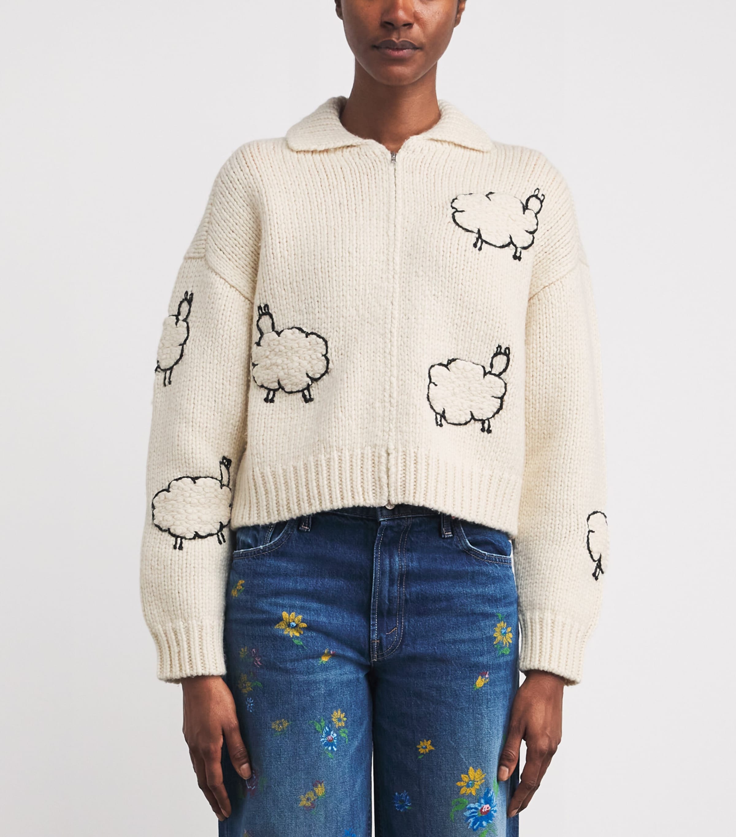 Wool-Cotton Raquette Cropped Cardigan WLG WOOL PLUS T Image 3