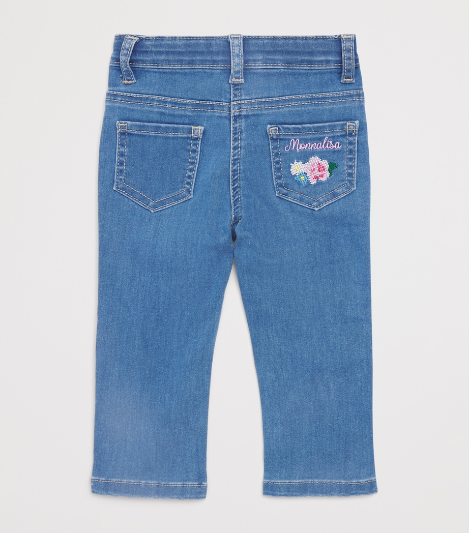 Monnalisa Floral Jeans (3 Months-3 Years) Blue Denim Image 2