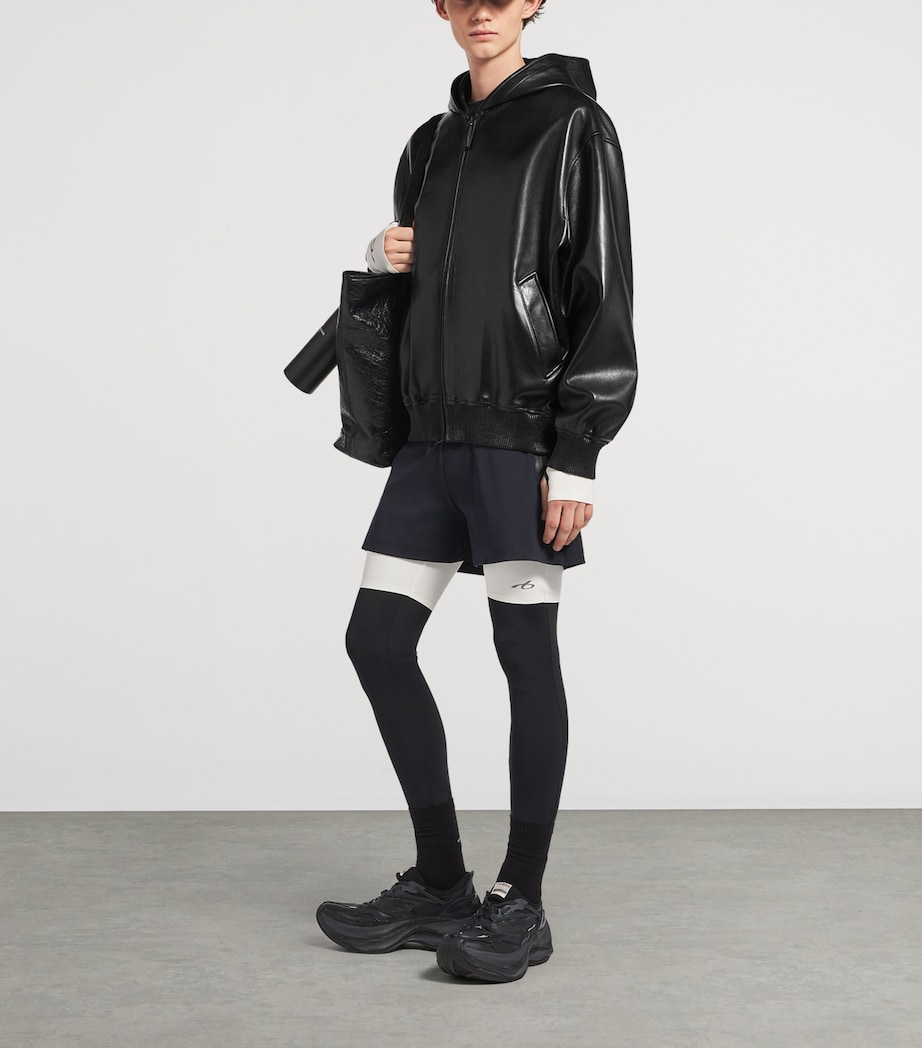 Balenciaga Mens Leather Hooded Jacket Image 2