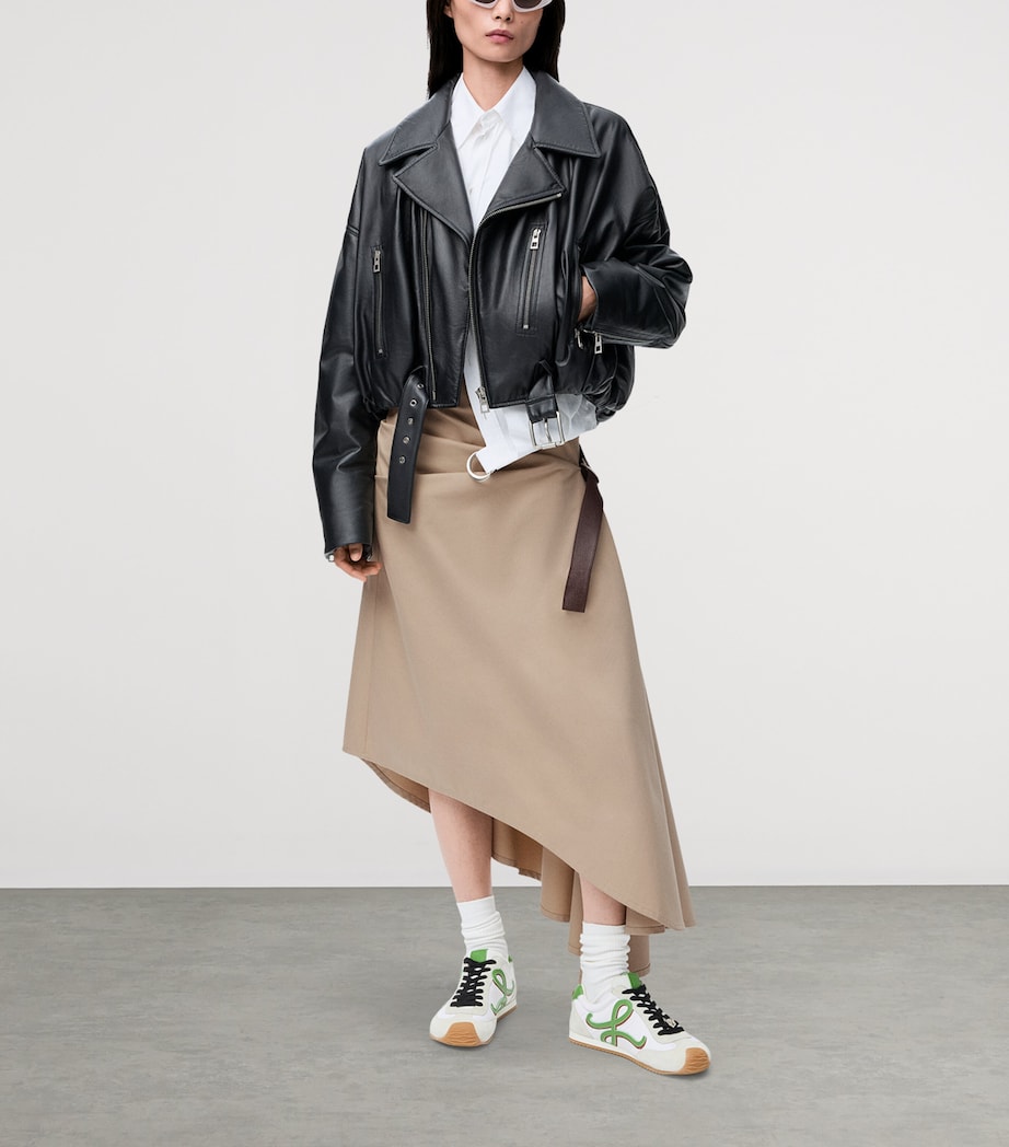 Cotton-Silk Asymmetric Midi Skirt BEIGE Image 2