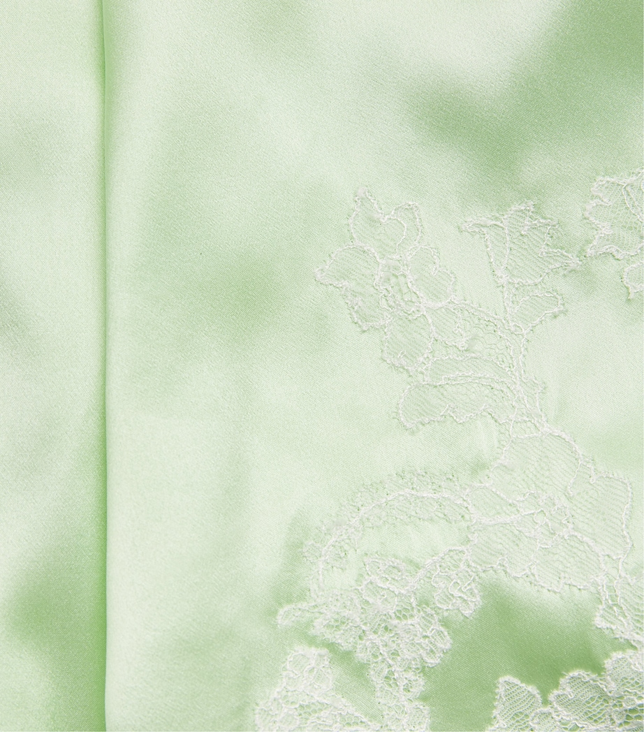 TORLOWEI Womens Silk Lace Short Robe Peppermint/white Image 6