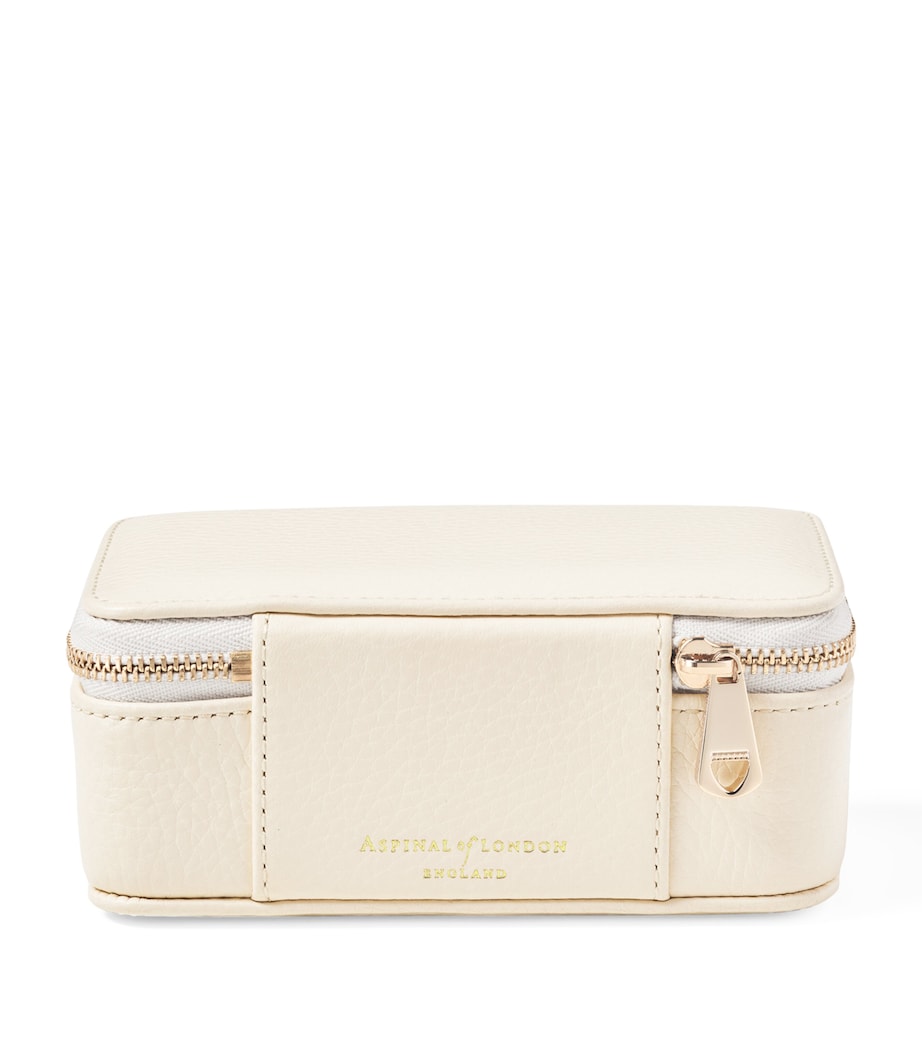 Medium Leather Travel Jewellery Box IVORY Image 3