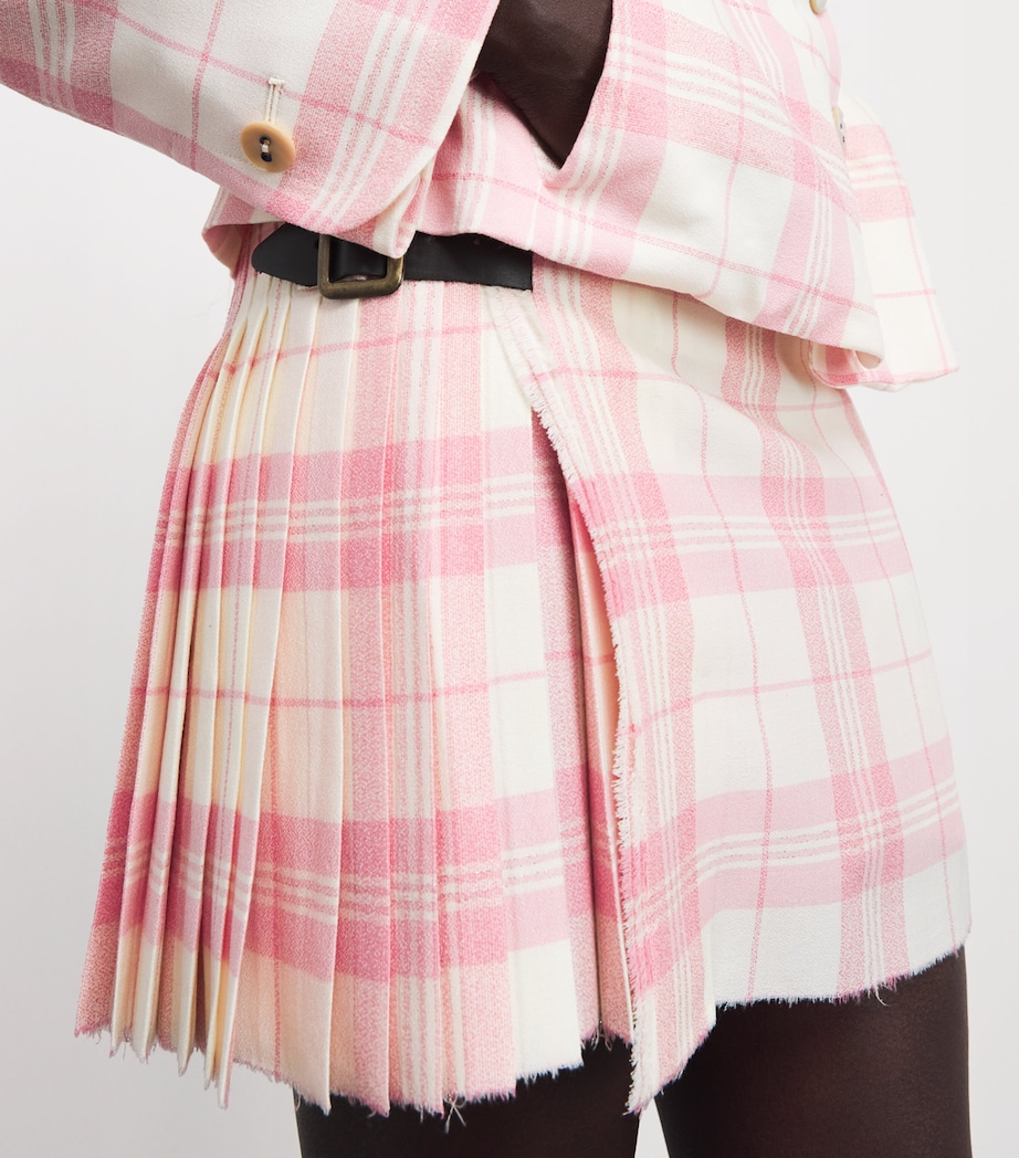 Vivienne Westwood Womens Check Pleated Mini Skirt Ivory/pink Image 3