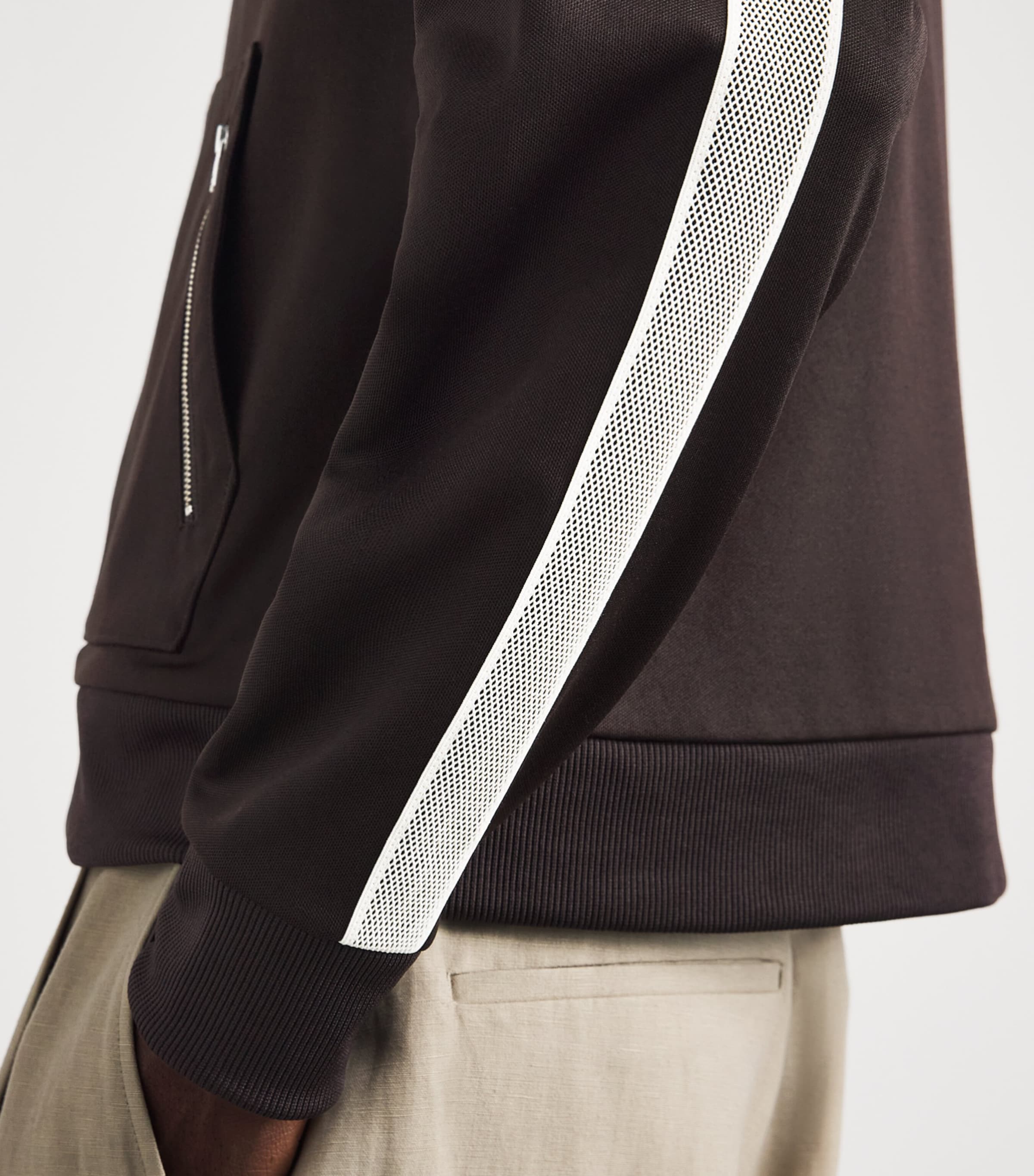 Fred Perry Mens Tennis Tape Track Jacket Rich Brown Image 3