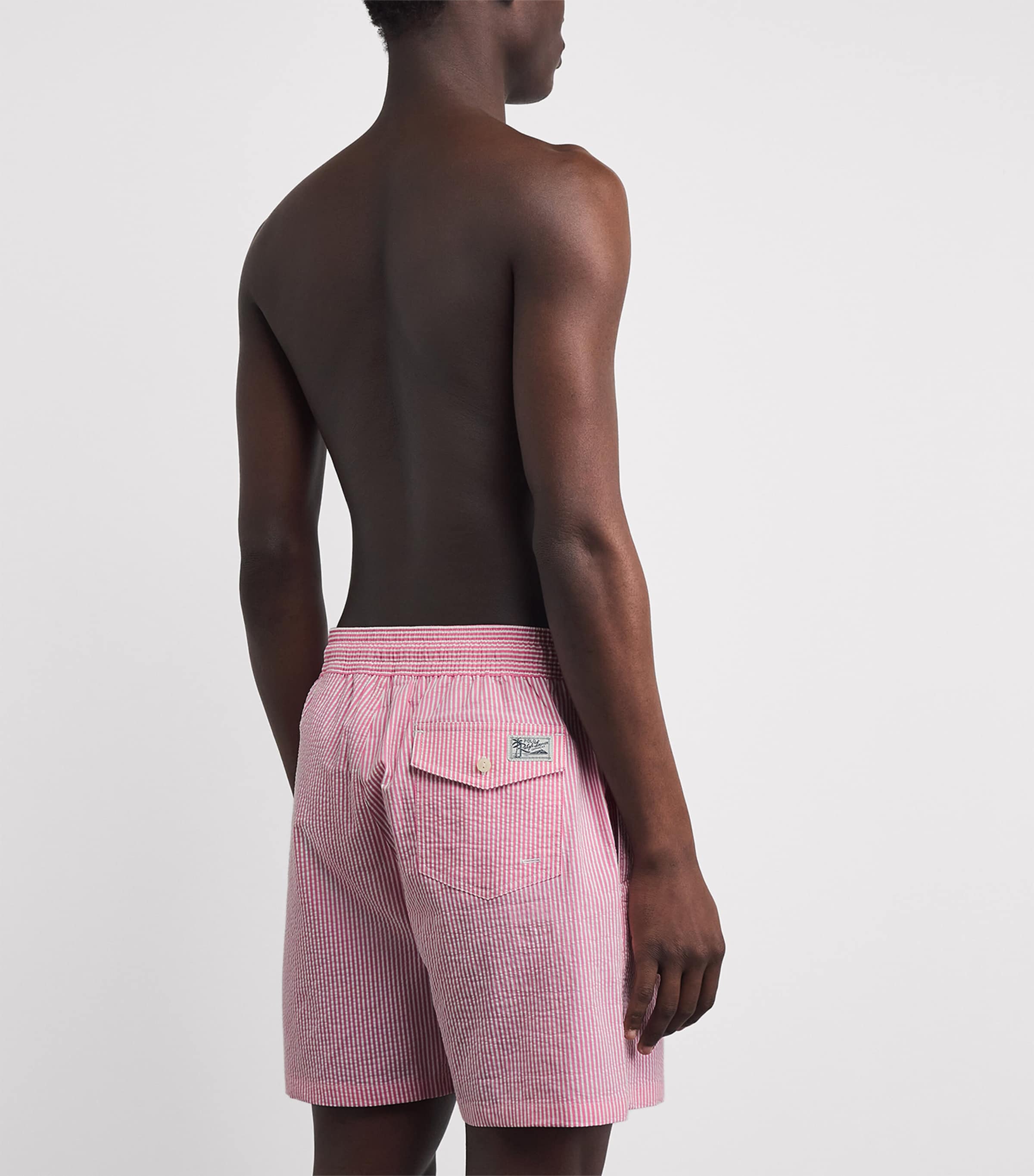Polo Ralph Lauren Mens Seersucker Traveller Swim Shorts Resort Rose Stripe Image 4