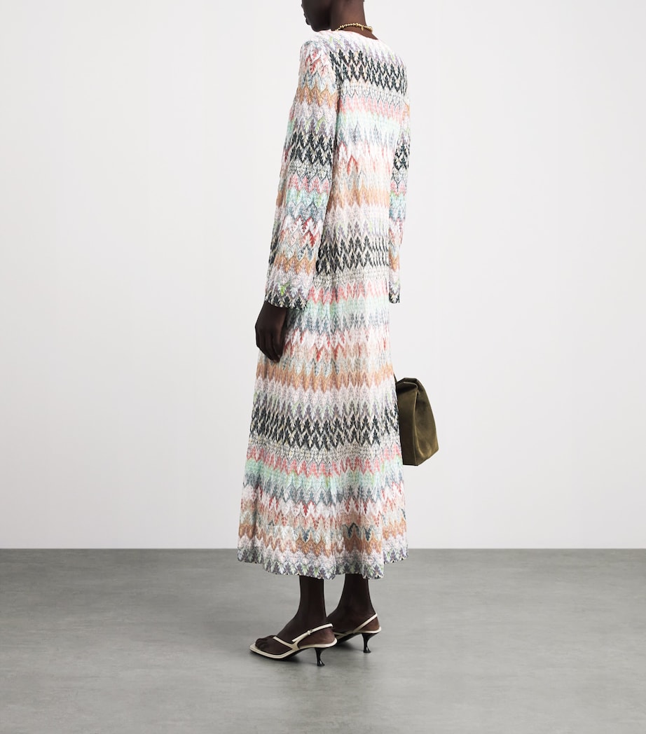 Missoni Womens Lurex Zigzag Long Cardigan Wht/pink/blue Image 4