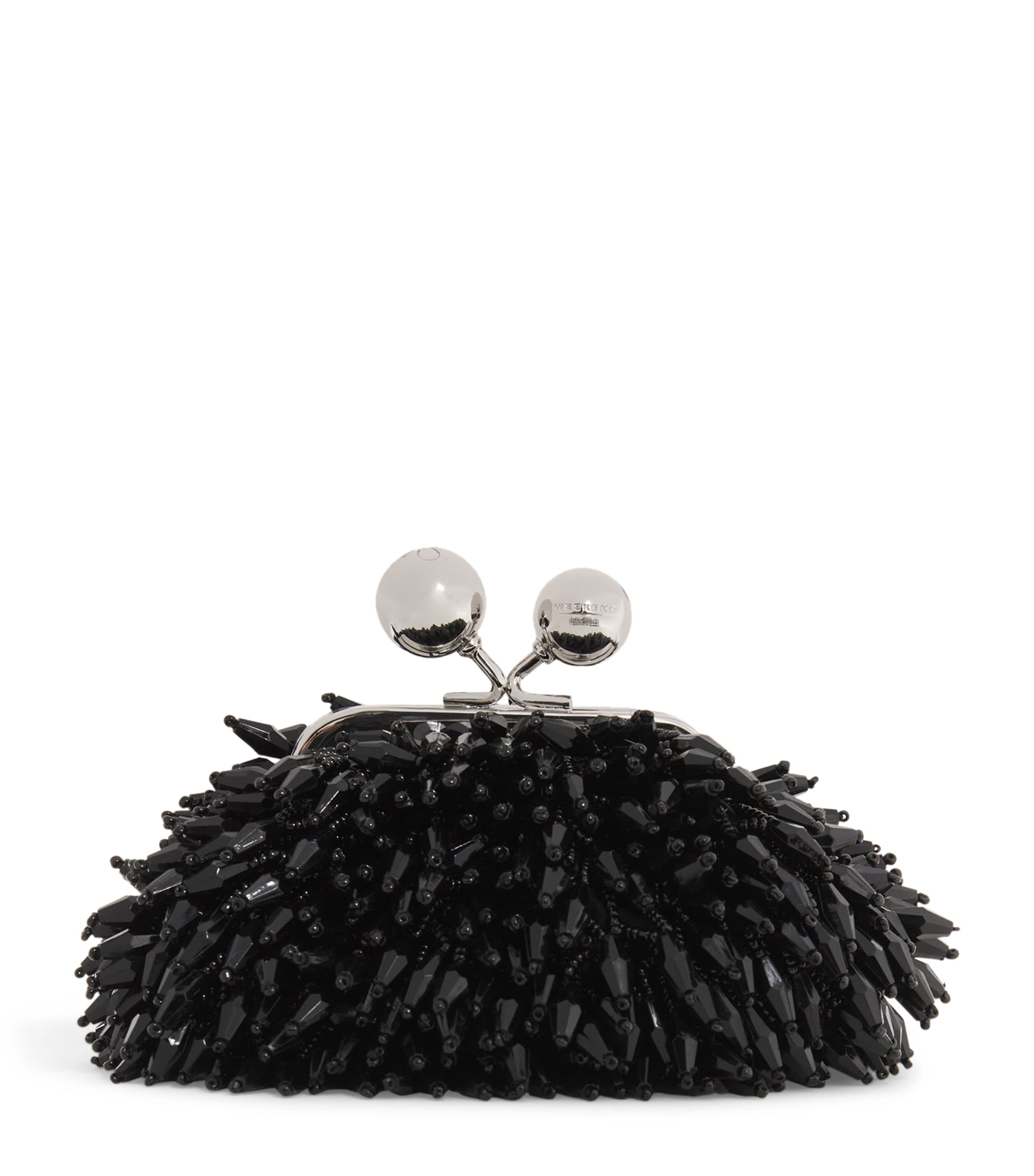 Weekend Max Mara Embellished Satin Pasticcino Nano Bag In Black